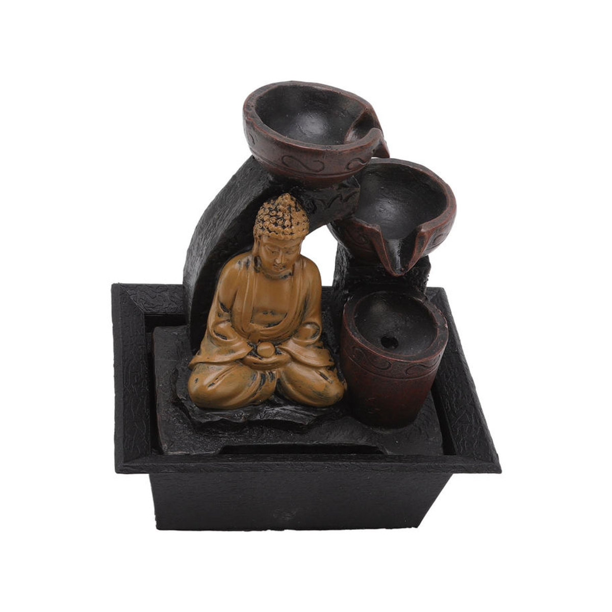 KONNWEI Buddha Wasserfall Dekoration aus Kunstharz mit LED-Beleuchtung in Braun, B/T/H: 13,5 x 18,5 x 22 cm - Bild 8