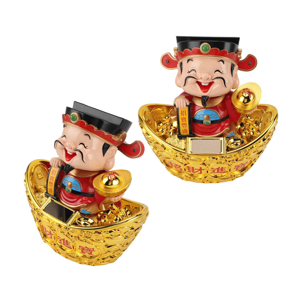 KONNWEI Solar-Ornament Gott des Reichtums als nickerndes Dekorationselement in Gold, Höhe: 30,48 cm - Bild 4