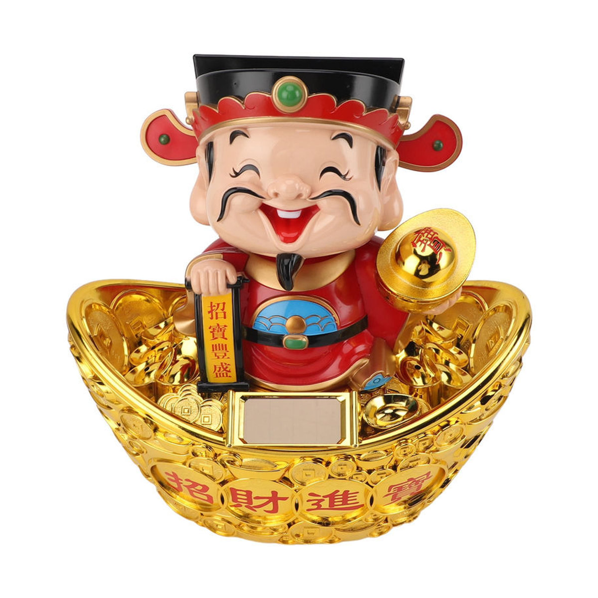 KONNWEI Solar-Ornament Gott des Reichtums als nickerndes Dekorationselement in Gold, Höhe: 30,48 cm - Bild 7