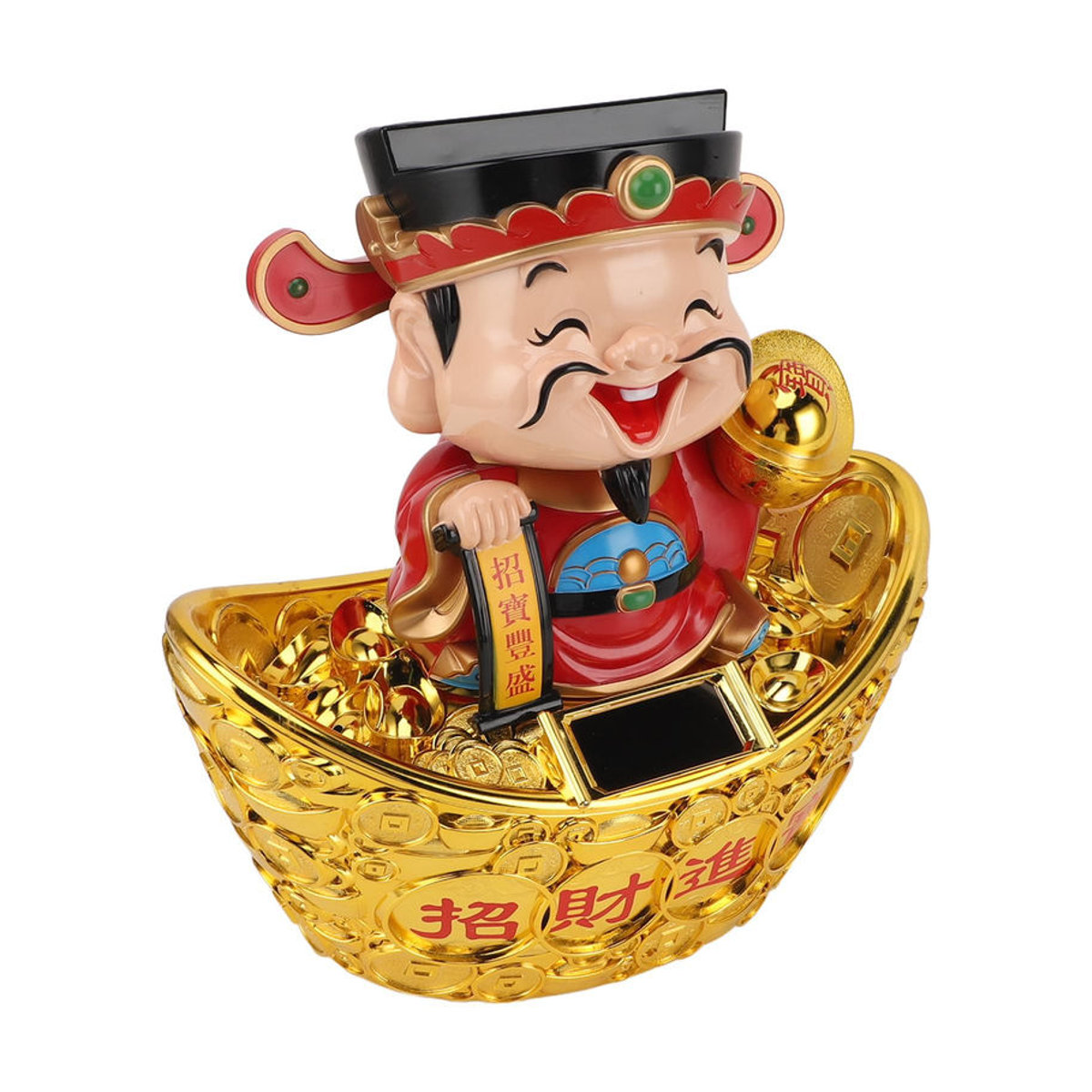 KONNWEI Solar-Ornament Gott des Reichtums als nickerndes Dekorationselement in Gold, Höhe: 30,48 cm - Bild 8