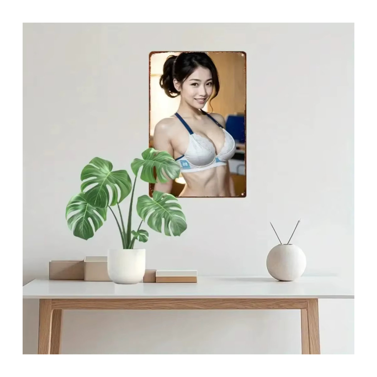 KONO Japanisches Vintage Metallschild Anime Wandkunst Dekoration, mehrfarbig, Breite: 30,48 cm, Höhe: 20,32 cm - Bild 2