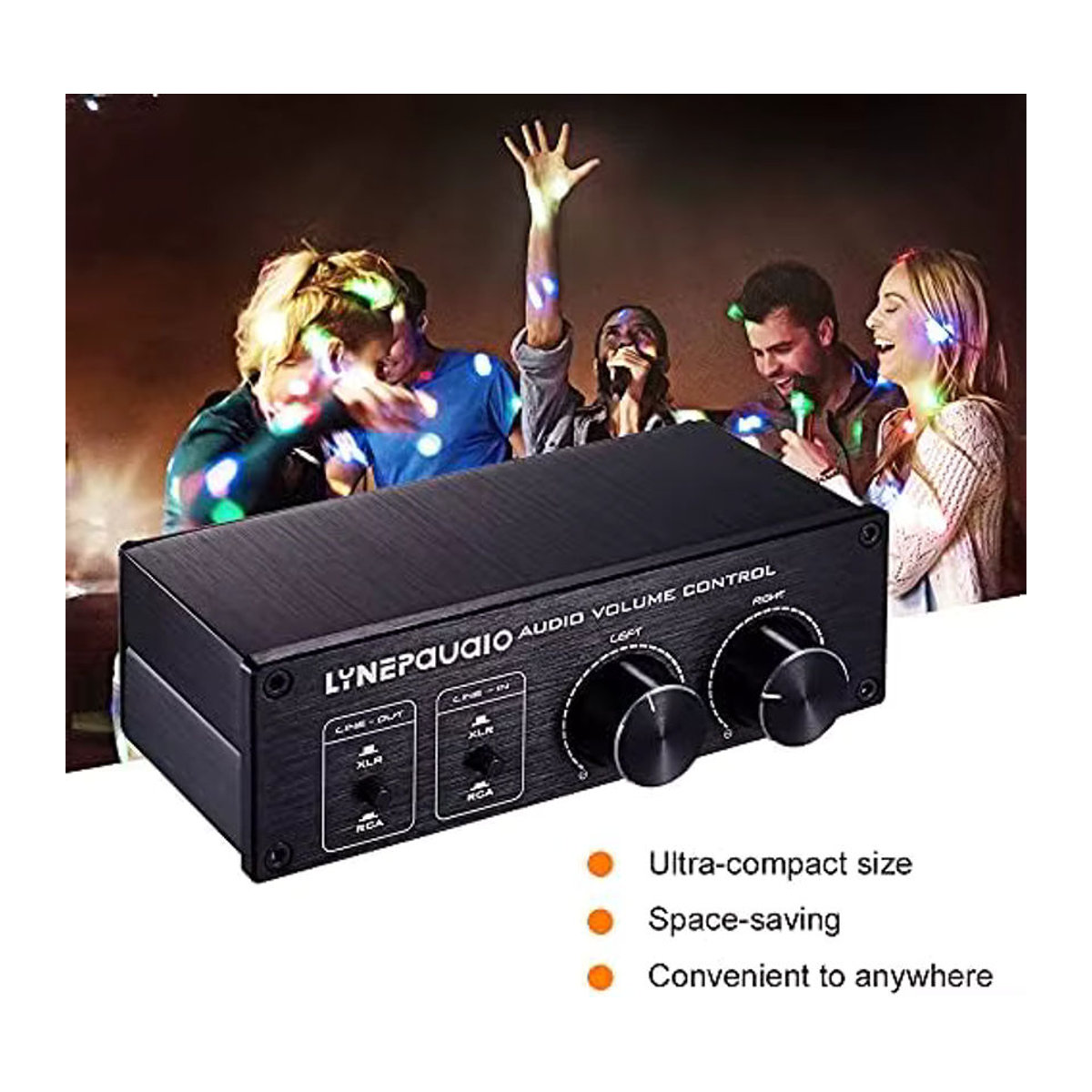 Konsenda XLR-RCA-Audioschalter mit Lautstärkeregler, passiver Vorverstärker und Lautsprecher-Wahlschalterbox, 2 Eingänge, 2 Ausgänge, Schwarz - Bild 5