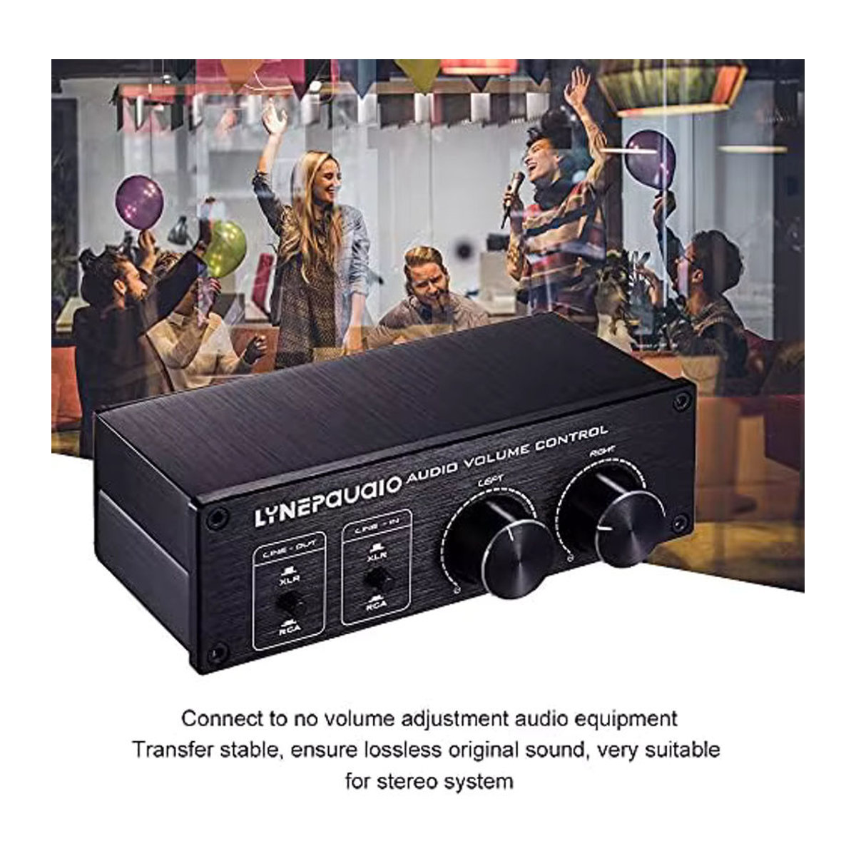 Konsenda XLR-RCA-Audioschalter mit Lautstärkeregler, passiver Vorverstärker und Lautsprecher-Wahlschalterbox, 2 Eingänge, 2 Ausgänge, Schwarz - Bild 6