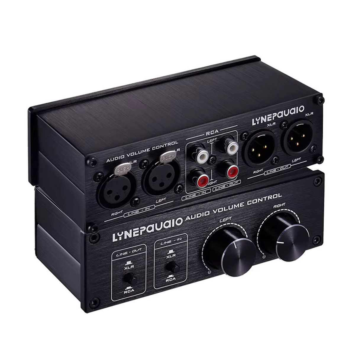 Konsenda XLR-RCA-Audioschalter mit Lautstärkeregler, passiver Vorverstärker und Lautsprecher-Wahlschalterbox, 2 Eingänge, 2 Ausgänge, Schwarz - Bild 7