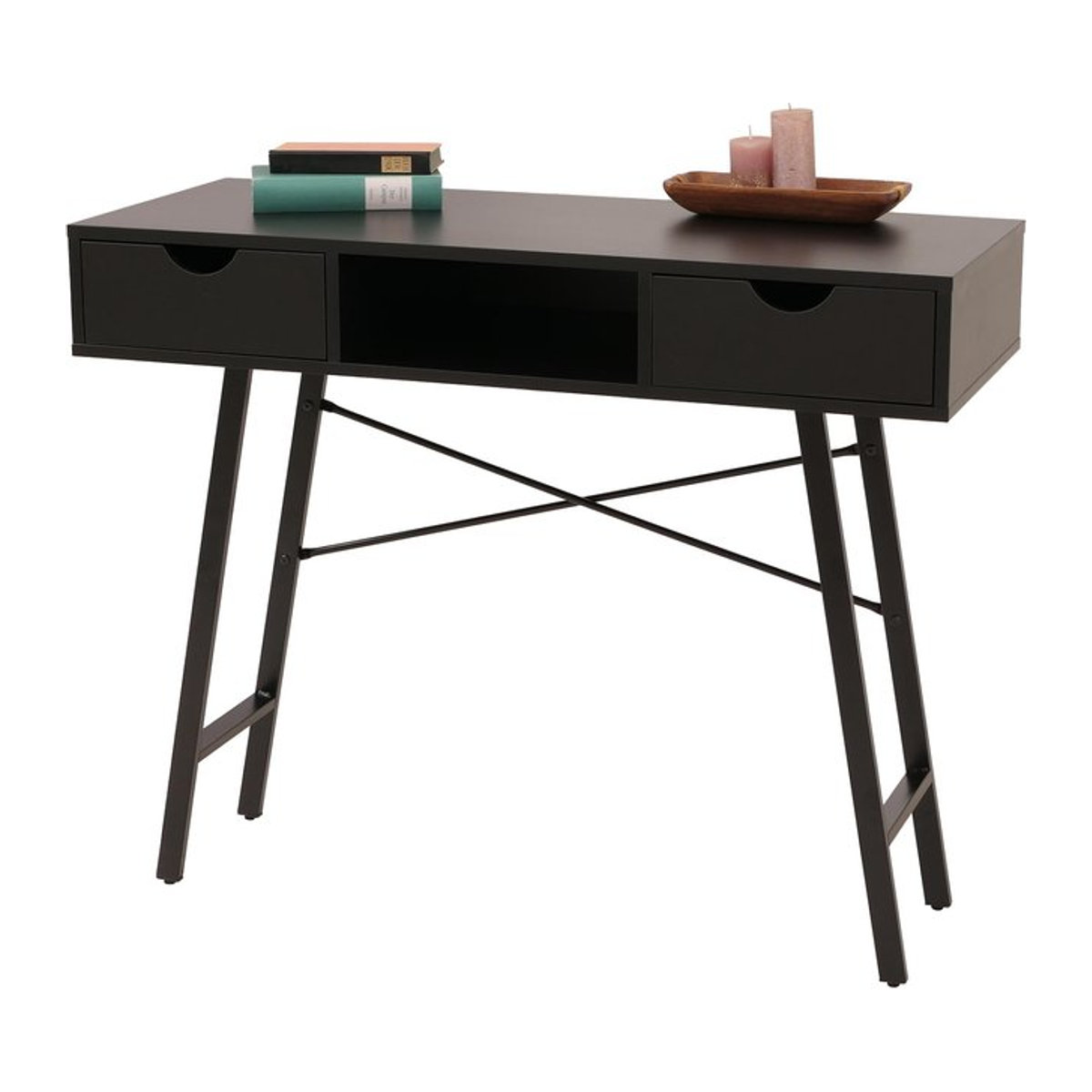 Konsolentisch MCW E92 in Schwarz mit 3D-Struktur und modernem Design, B/T: 100 x 40 cm - Bild 1