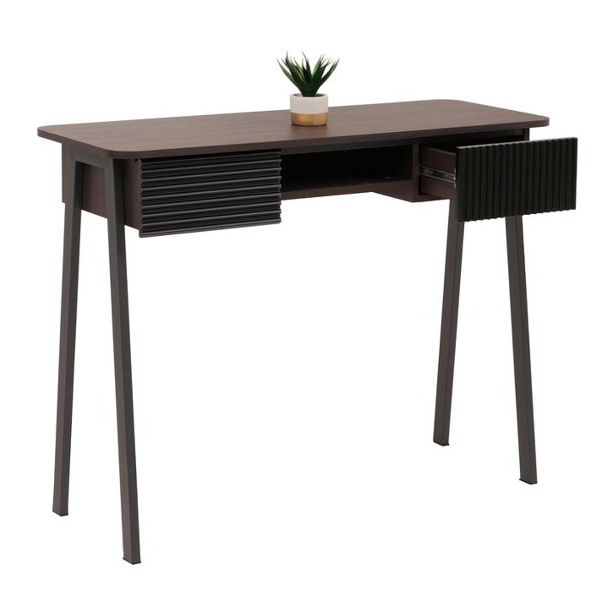 Konsolentisch MCW-O40 als Beistelltisch und Telefontisch in Walnuss-Optik mit Schublade, B/H/T: 110 x 88 x 40 cm - Bild 1