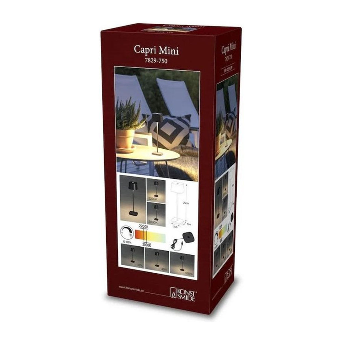 Konstsmide Capri LED-Tischlampe Schwarz Aluminium Warmweiß IP54 B/L: 20 x 7 cm - Bild 2