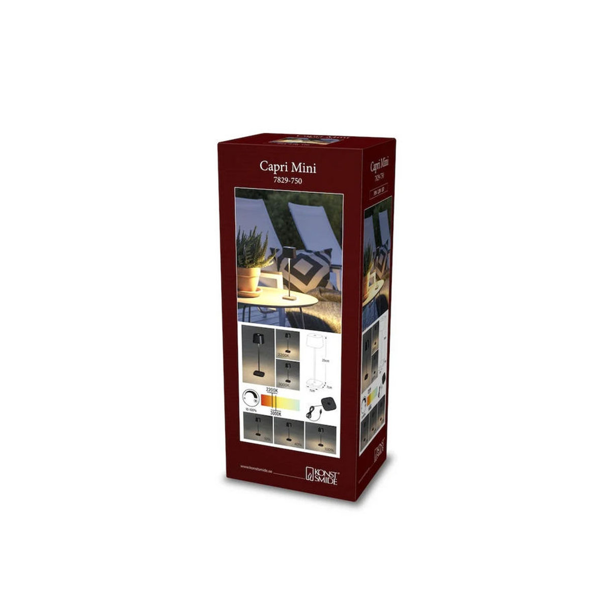 Konstsmide Capri LED-Tischlampe Schwarz Aluminium Warmweiß IP54 B/L: 20 x 7 cm - Bild 3