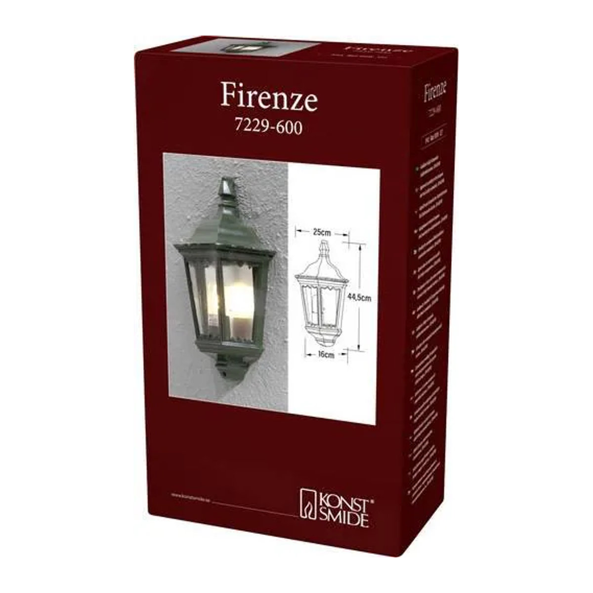 Konstsmide Firenze 7229-600 Außenwandleuchte in Grün mit E27 Fassung für bis zu 100W - Bild 1
