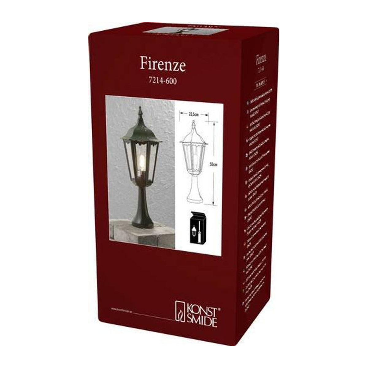 Konstsmide Firenze LED-Sockelleuchte E27 100W Klassisch Grün - Bild 1