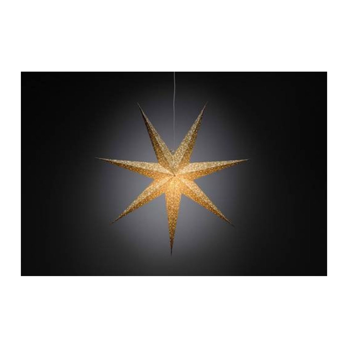 Konstsmide LED Weihnachtsstern in Gold mit perforierten Motiven zum Aufhängen - Bild 1