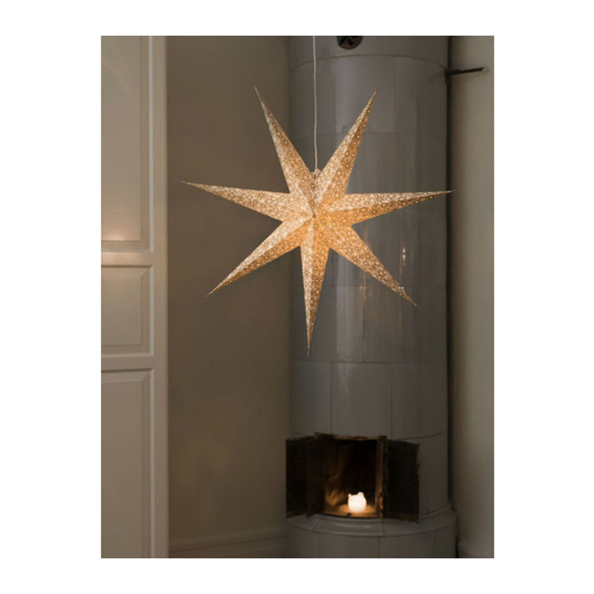 Konstsmide LED Weihnachtsstern in Gold mit perforierten Motiven zum Aufhängen - Bild 2