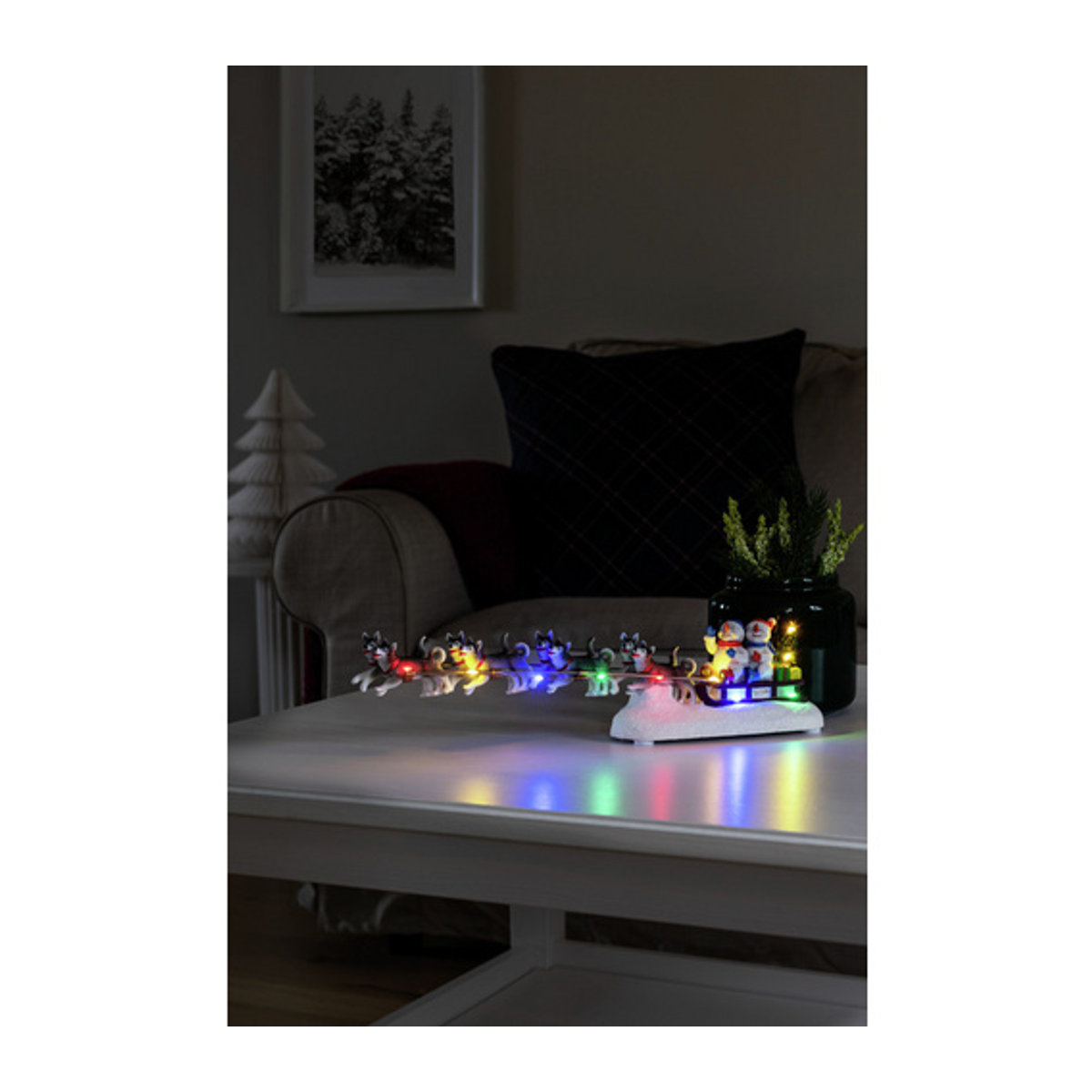 Konstsmide LED-Weihnachtsszenerie Schneemann mit Hundeschlitten, mehrfarbig, Höhe: 37.5 cm, Breite: 8.5 cm, Tiefe: 6.5 cm - Bild 4