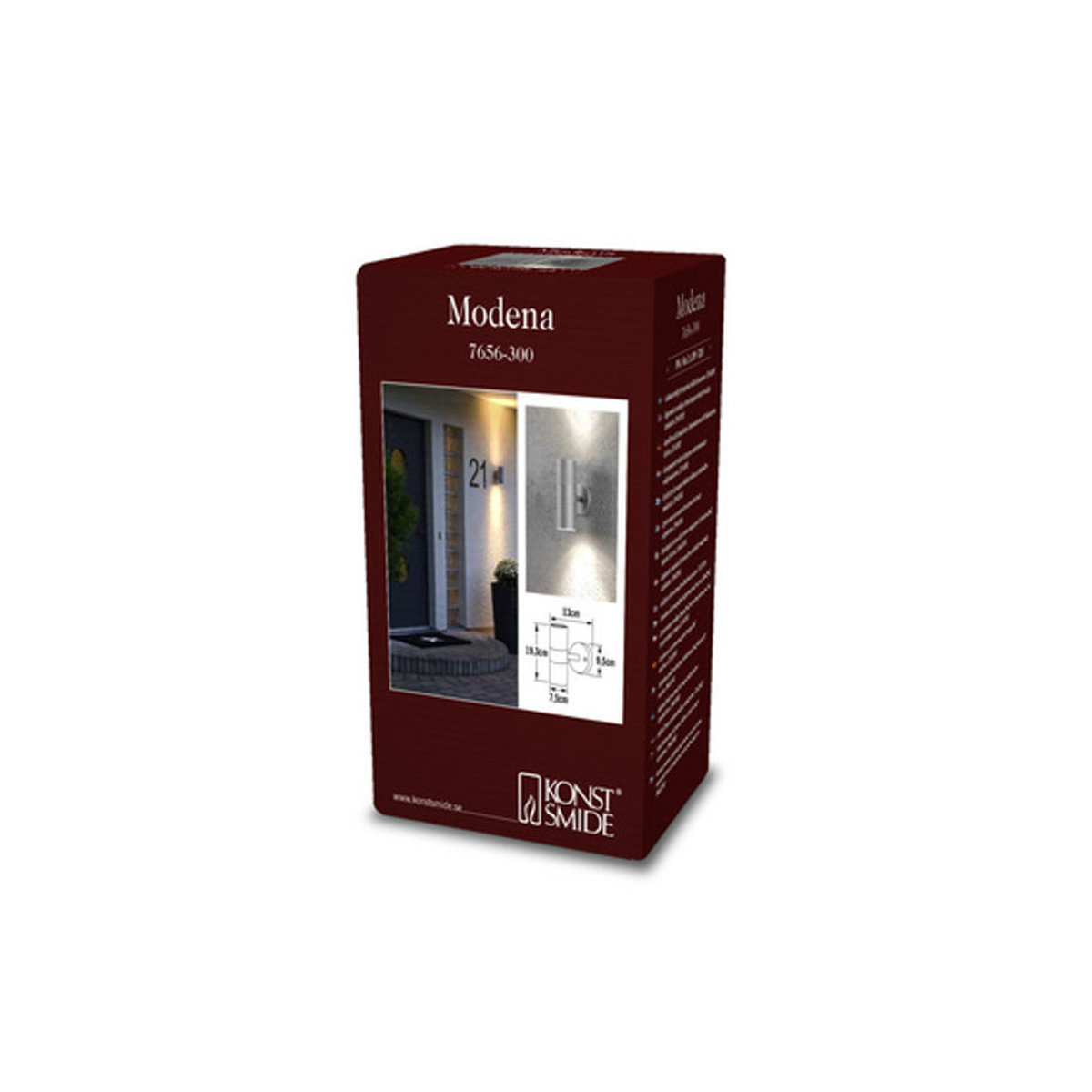 Konstsmide Modena Moderne Up-Down Außenwandleuchte aus Aluminium und Glas in Grau, B/H/T: 7,5 x 19,5 x 13 cm, GU10, IP44 - Bild 3