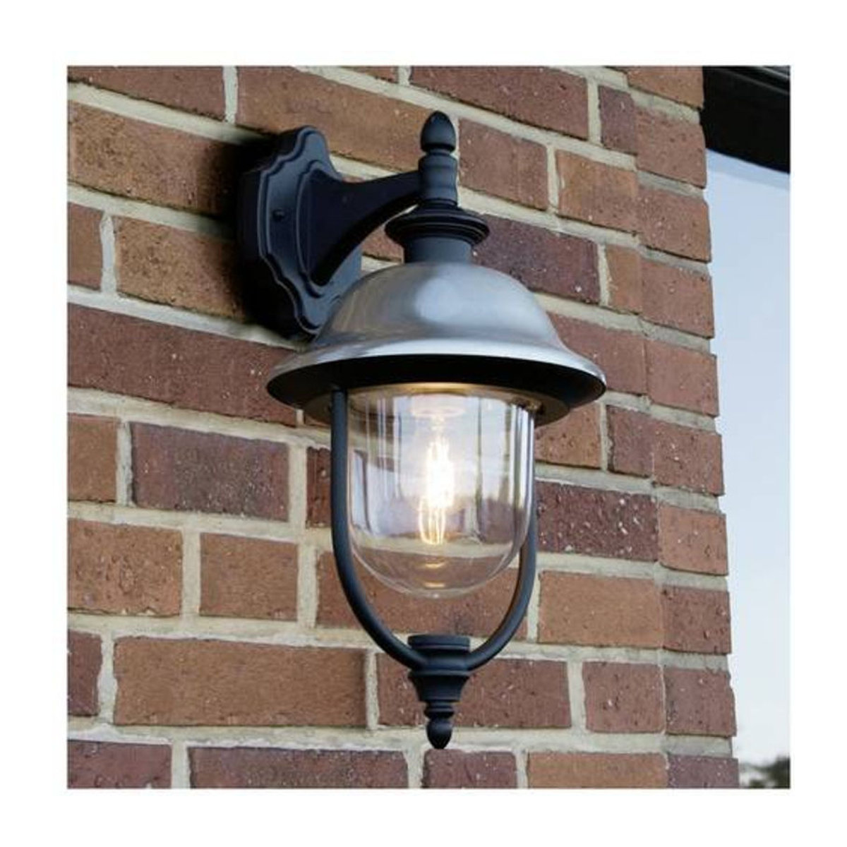Konstsmide Parma Außenwandleuchte im Landhausstil, Schwarz-Silber, Höhe: 49 cm - Bild 1