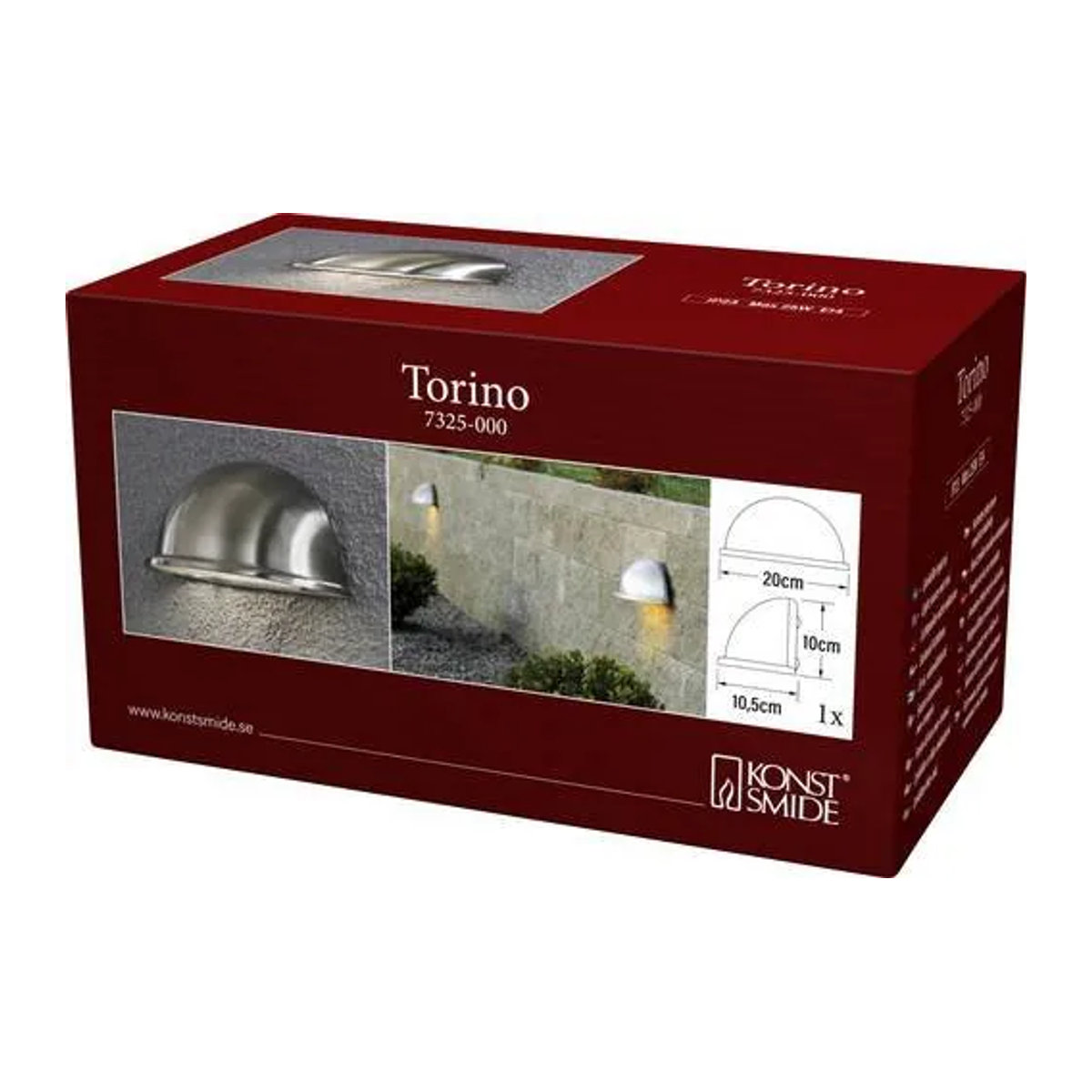 Konstsmide Torino 7325-000 Außenwandleuchte aus Edelstahl mit E14 Fassung - Bild 1