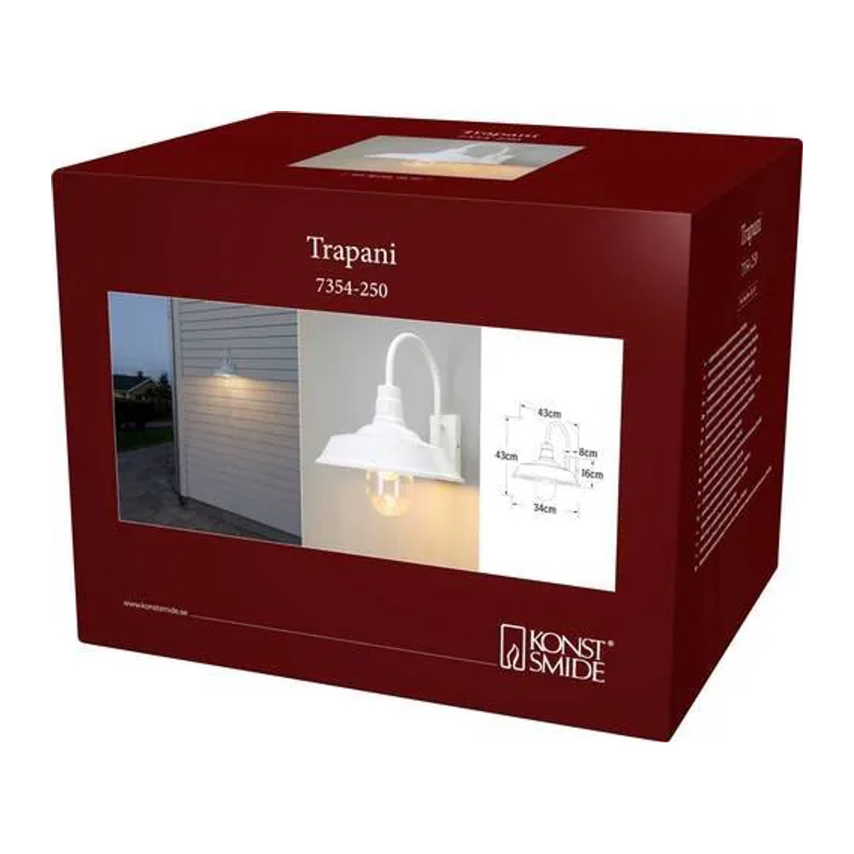 Konstsmide Trapani 7354-250 Außenwandleuchte im Industrial Design, Weiß, E27, 20W - Bild 1