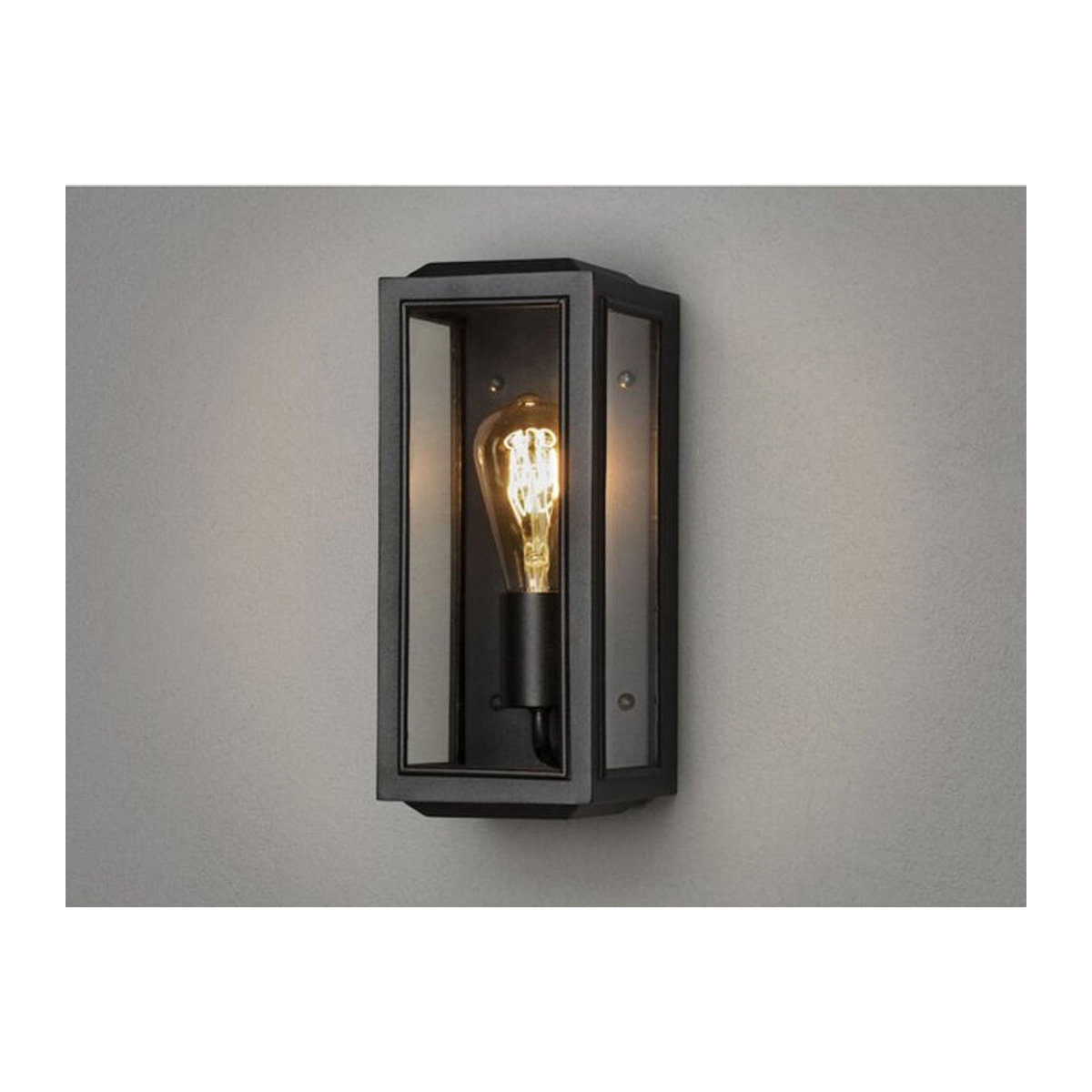 Konstsmide Wandleuchte Carpi in Schwarz aus Stahl und Glas mit E27 Fassung, Höhe: 30 cm - Bild 1
