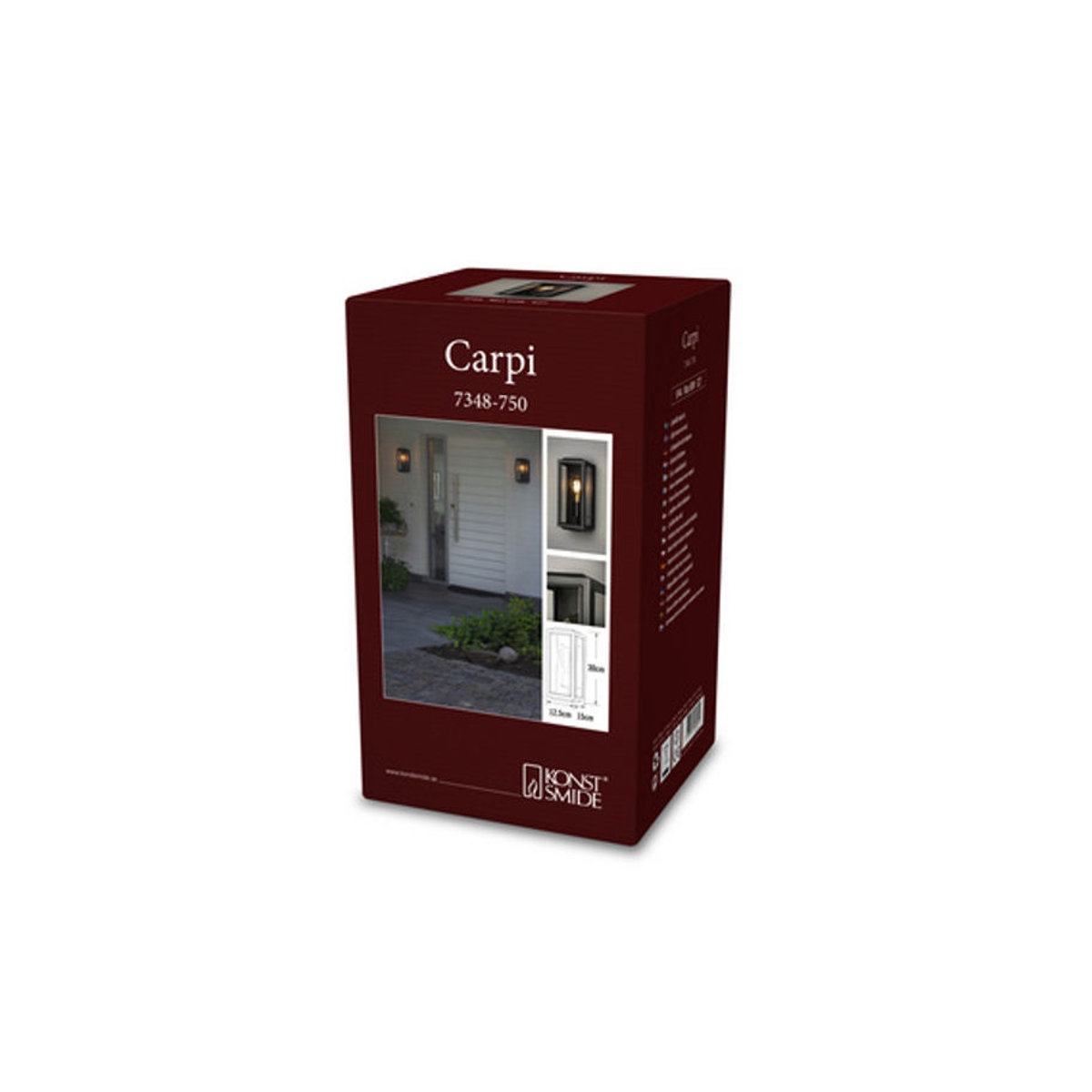 Konstsmide Wandleuchte Carpi in Schwarz aus Stahl und Glas mit E27 Fassung, Höhe: 30 cm - Bild 5