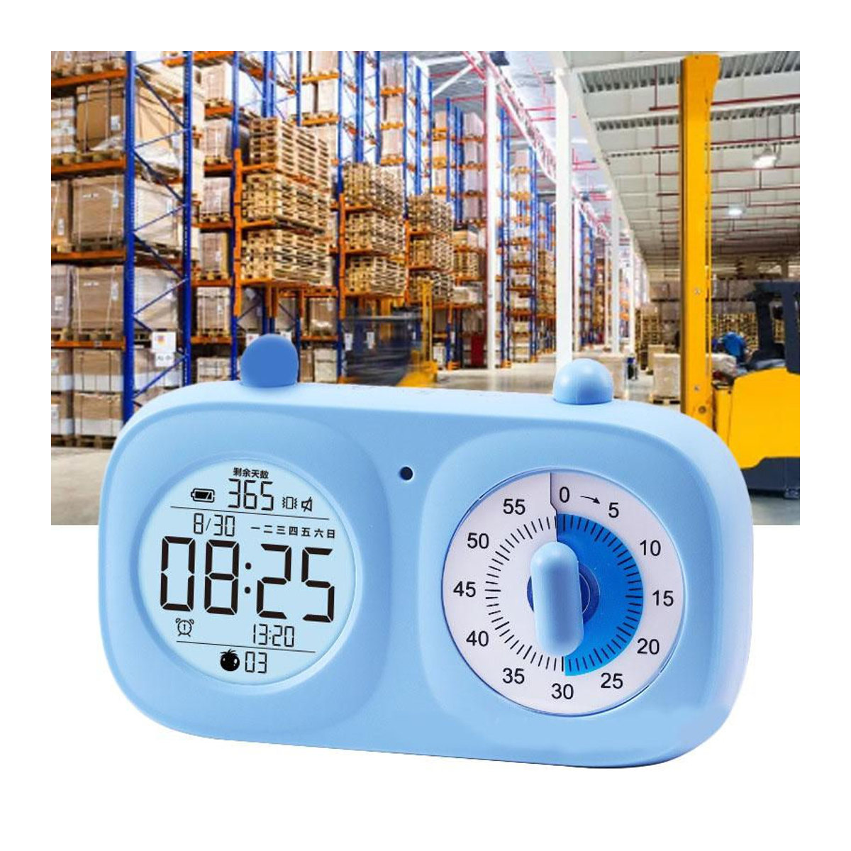 Koogeelife Dual-Screen Visueller Timer Multifunktions-Countdown-Uhr in Blau - Bild 3