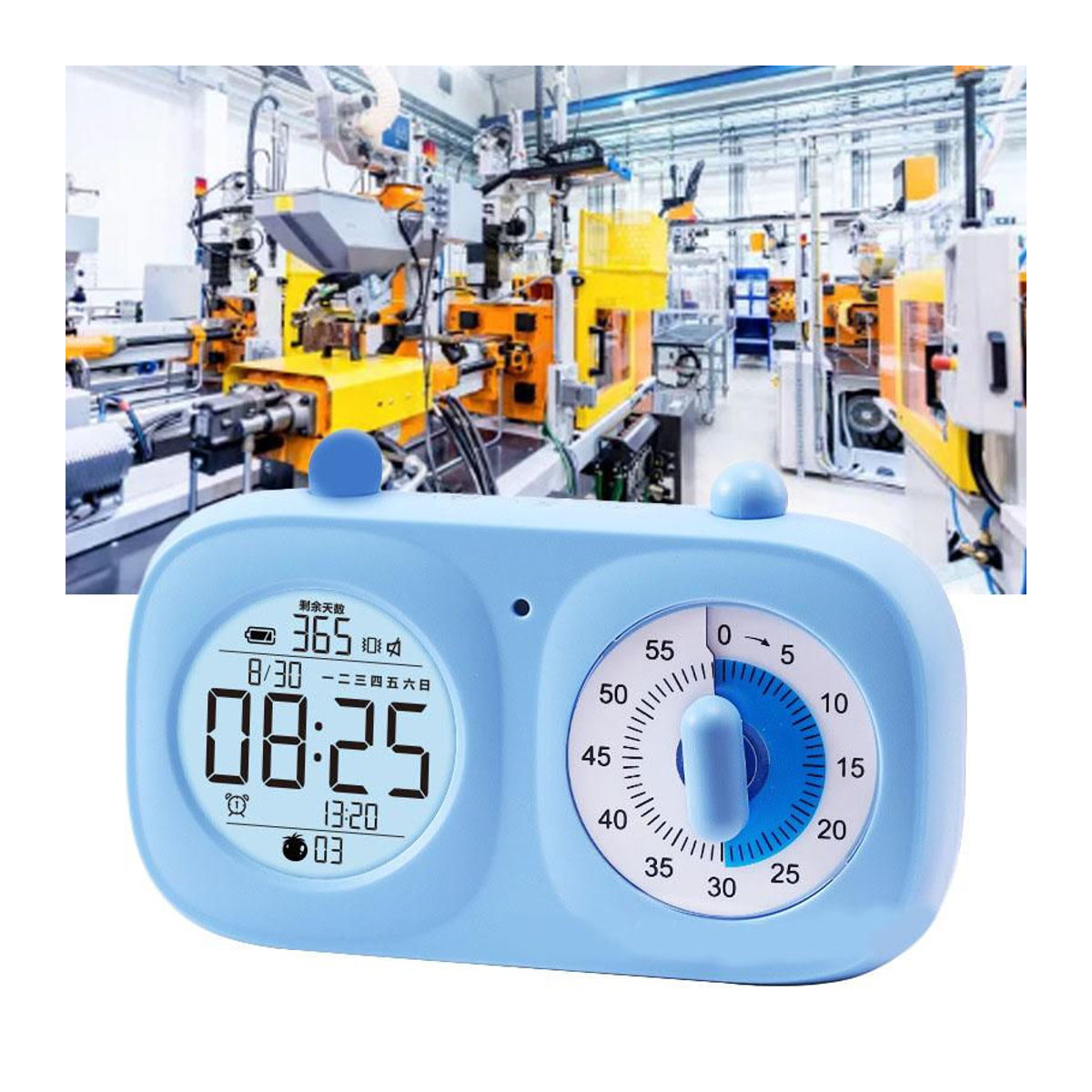 Koogeelife Dual-Screen Visueller Timer Multifunktions-Countdown-Uhr in Blau - Bild 4