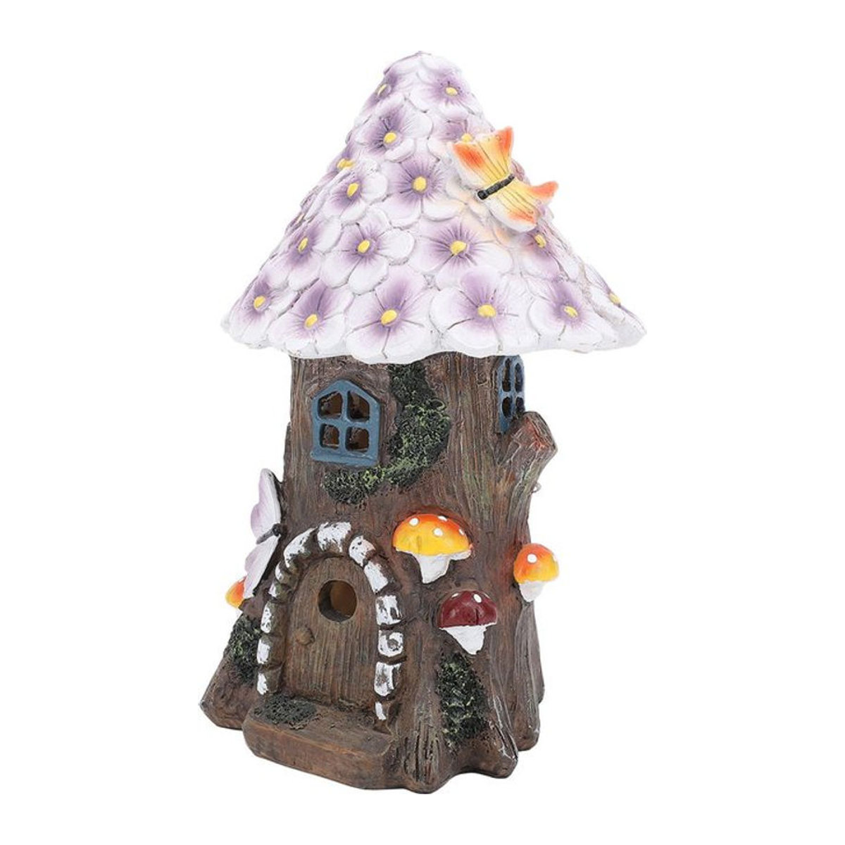 Koogeelife Solarleuchte Pilz-Statue aus Kunstharz mit warmweißem LED-Licht, buntes Gartenornament für Rasen und Hof - Bild 1