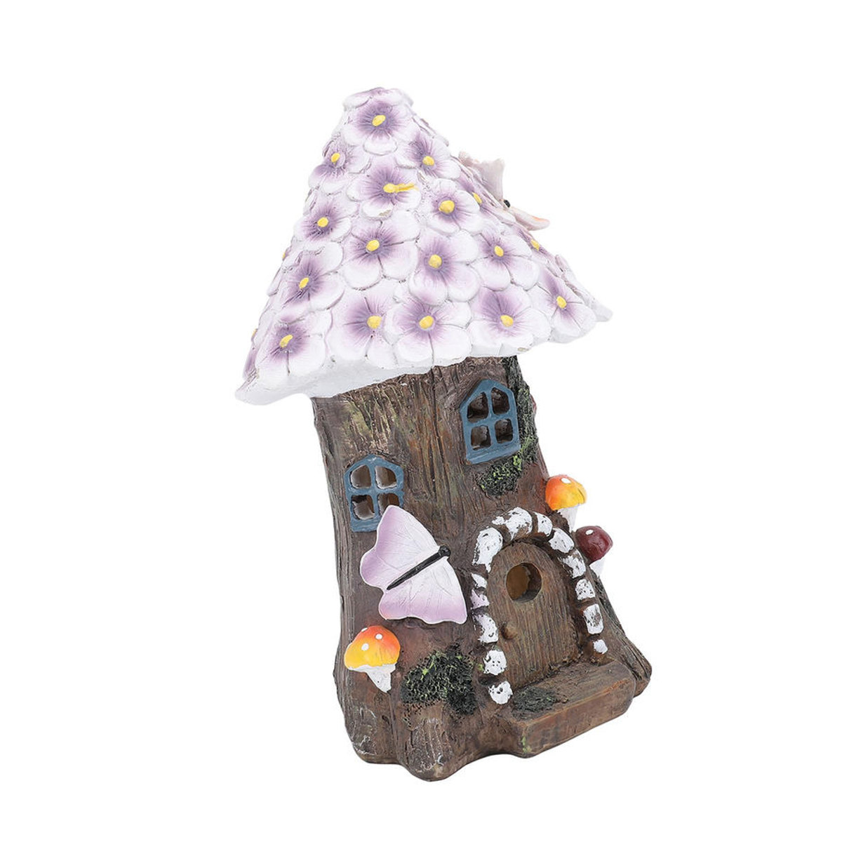 Koogeelife Solarleuchte Pilz-Statue aus Kunstharz mit warmweißem LED-Licht, buntes Gartenornament für Rasen und Hof - Bild 4