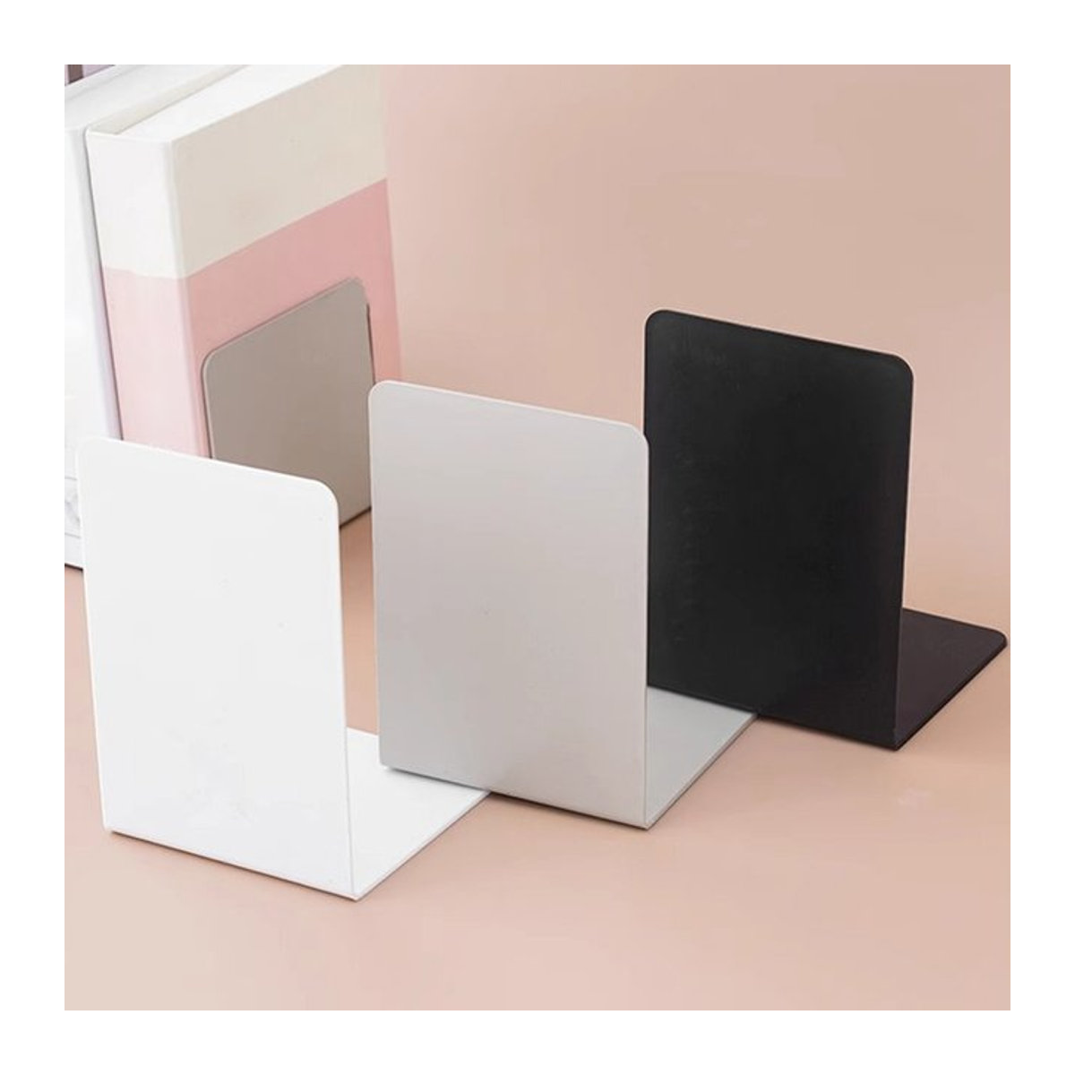 KOQZM Metall Buchständer Schwarz Minimalistisches Desktop-Bücherregal für Schreibtisch und Studium - Bild 1