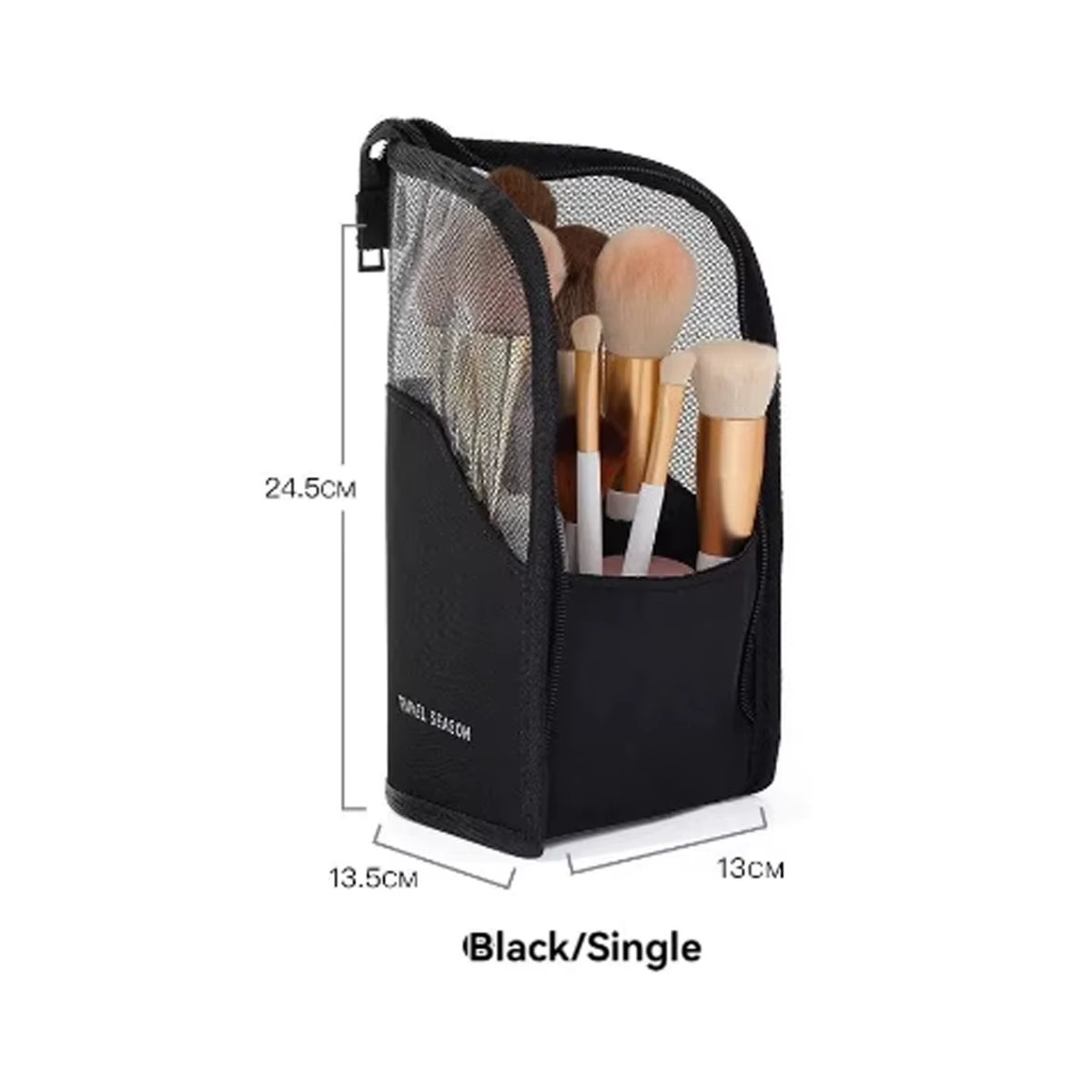 Kosmetiktasche mit Ständer für Frauen, durchsichtiger Make-up-Organizer und Reise-Kulturbeutel mit Pinselhalter, Schwarz - Bild 3