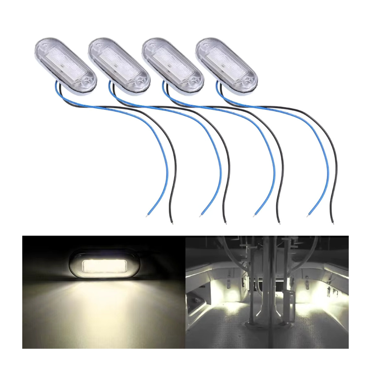 KOU JIANG Marine Boot LED Innenlicht Set 12V Weiß für Kabine Deck Gangway und Treppe Wasserdicht 4 Stück - Bild 3