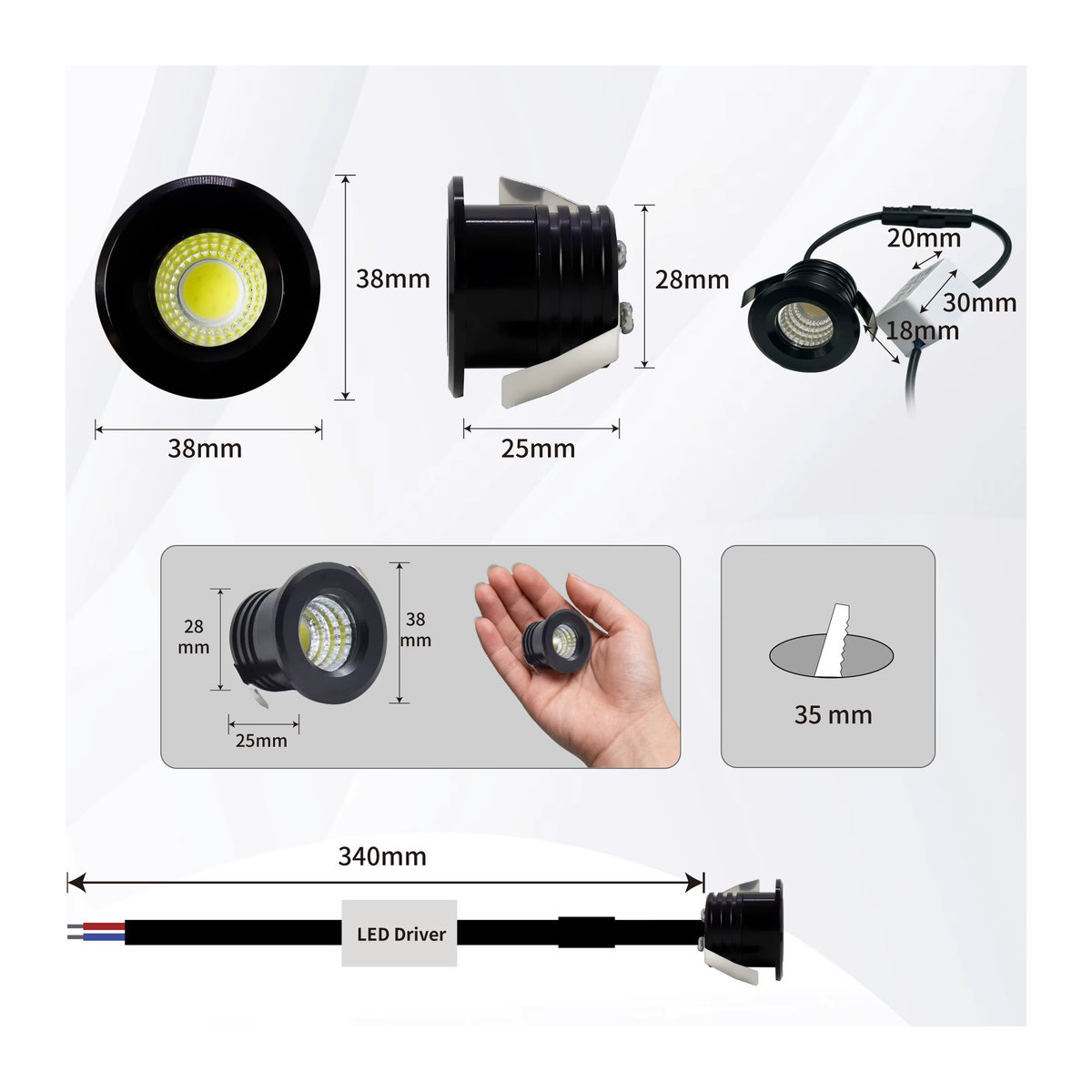 Kpslucerna LED Mini Spot Glühbirnen aus Aluminium in minimalistischem Design für die dekorative Deckenbeleuchtung - Bild 2