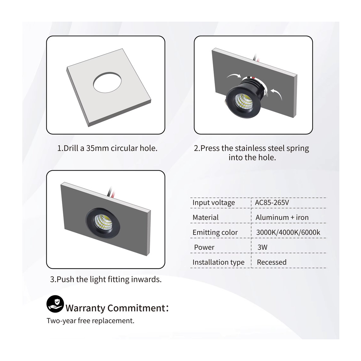Kpslucerna LED Mini Spot Glühbirnen aus Aluminium in minimalistischem Design für die dekorative Deckenbeleuchtung - Bild 3