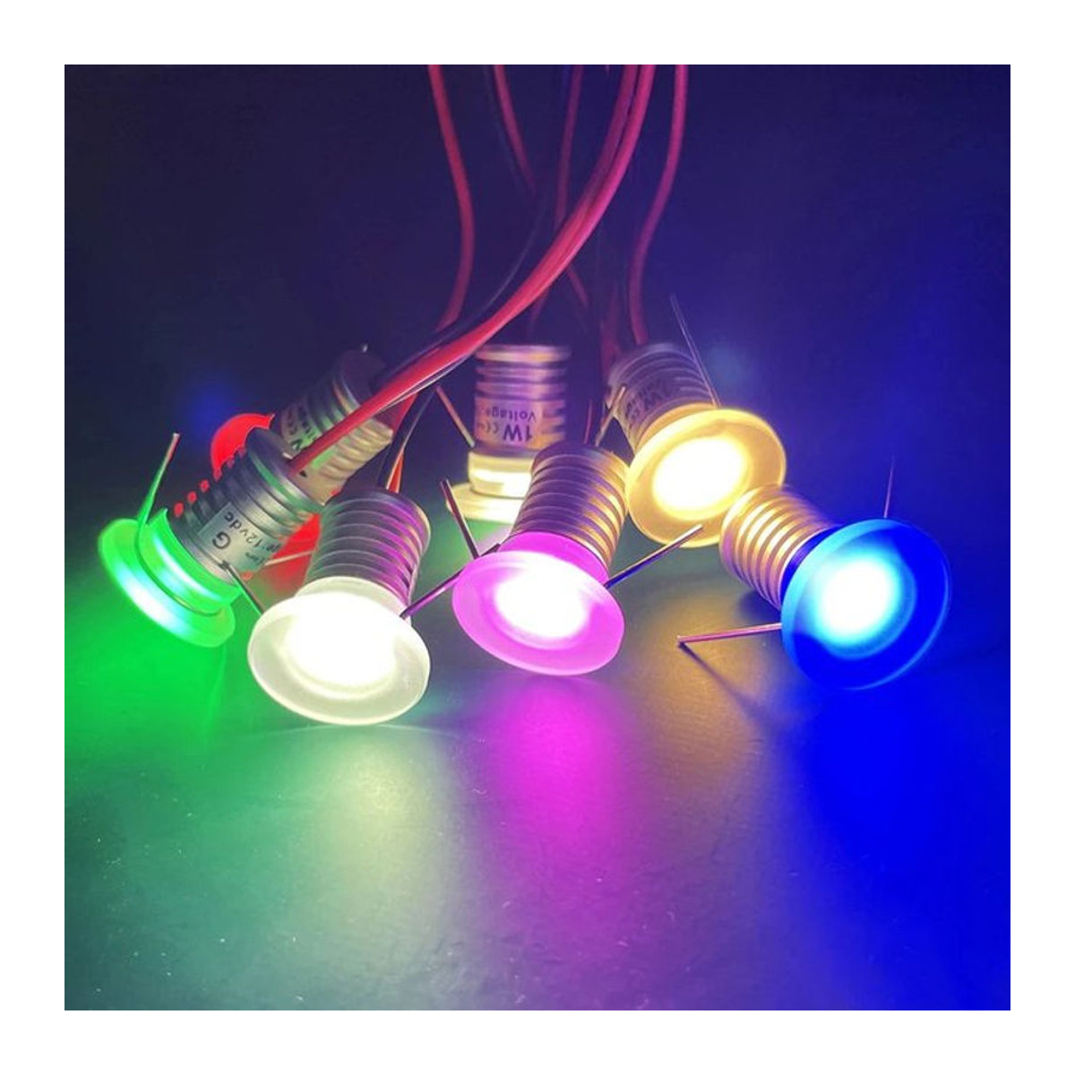 kpslucerna Mini Acryl LED Einbaustrahler für Treppen und Schränke, 1W DC12V, Bunt, Ausschnitt: 13mm - Bild 1