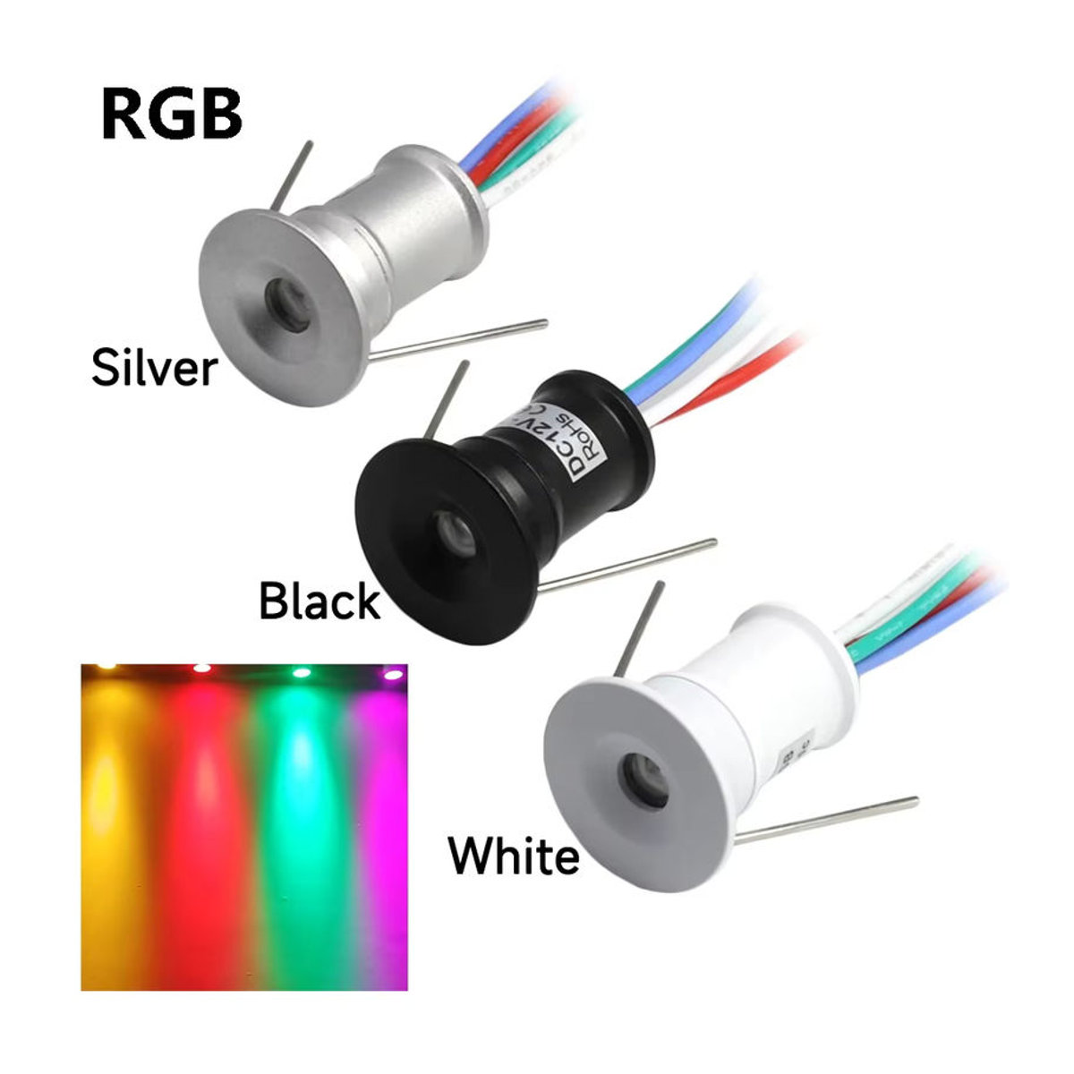 kpslucerna RGB LED Mini Einbaustrahler Schwarz mit 15mm Ausschnitt für Indoor und Bühne - Bild 4