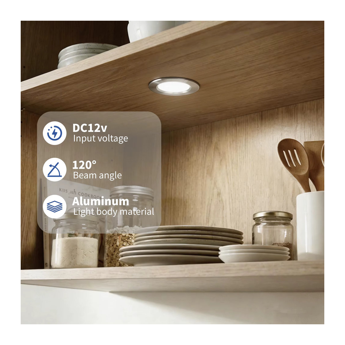 KPSUN LED Einbaustrahler 3W DC12V Runde Deckenleuchte Dimmbar aus Aluminium in Schwarz Weiß oder Silber - Bild 4