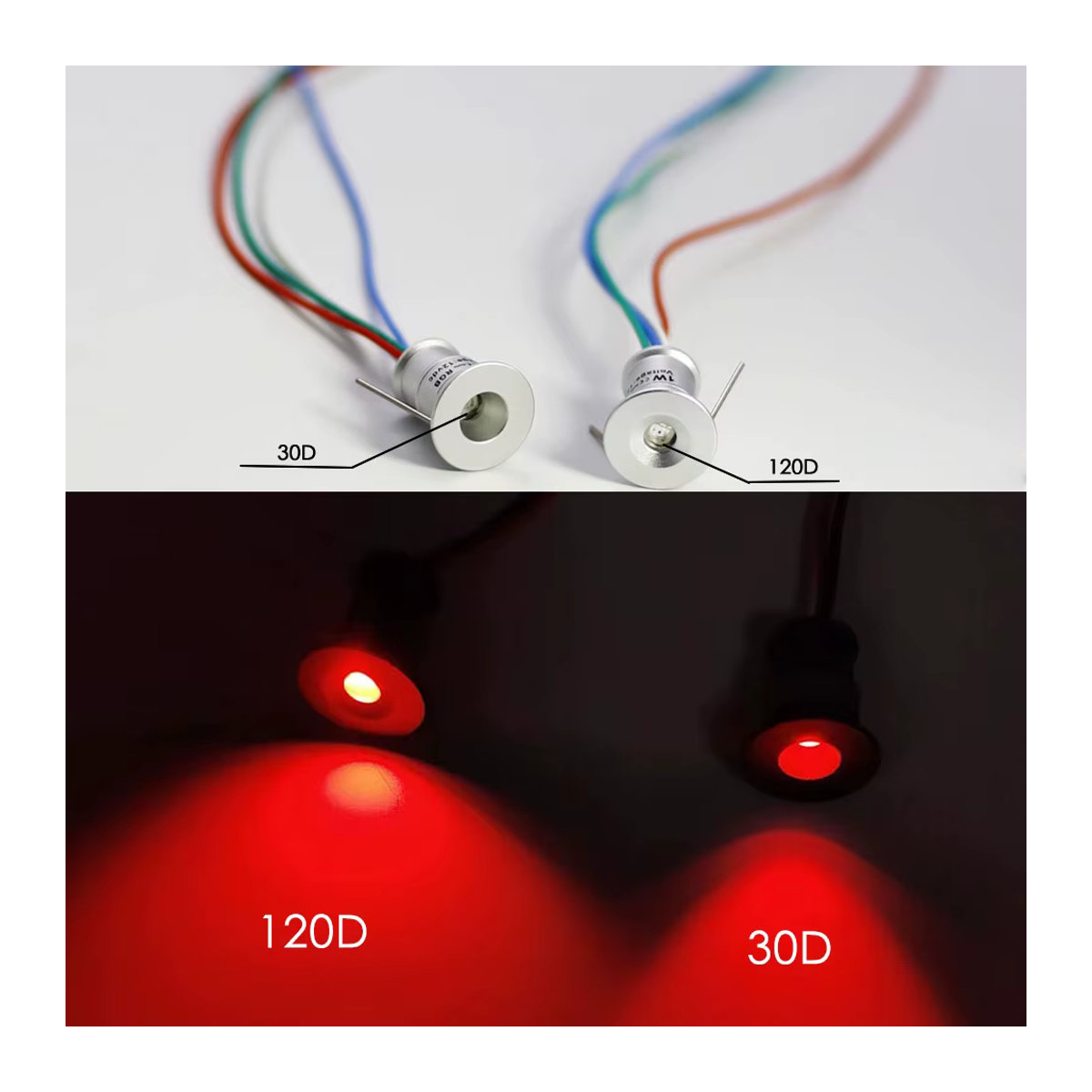 KPSUN RGB LED Einbaustrahler aus Aluminium in Silber, dimmbarer Mini-Deckenspot für Vitrinen und Treppen, 1W DC12V - Bild 4
