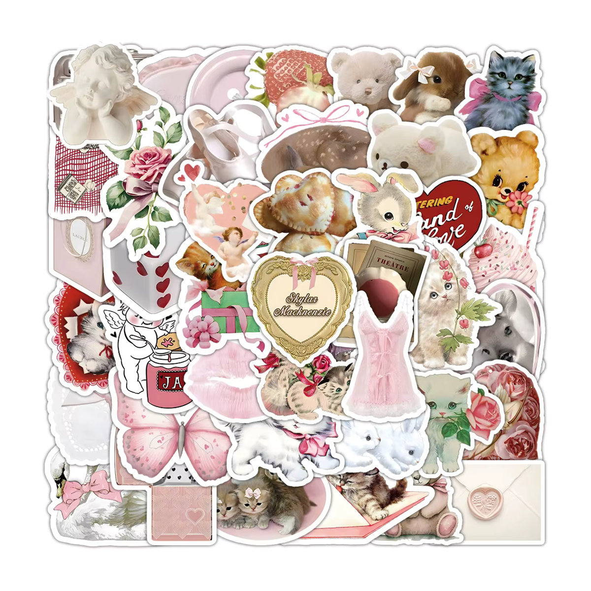 Kpustyle Rosa Kokette Cartoon Aufkleber im Aesthetic Design für Scrapbooking und DIY Dekoration - Bild 2