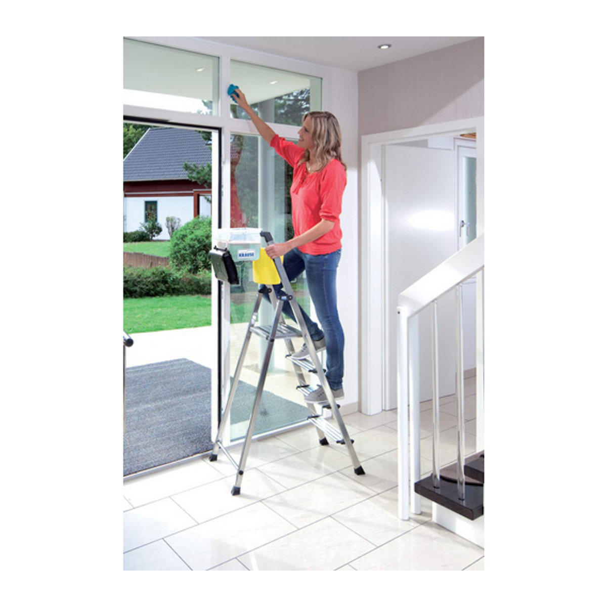 KRAUSE Stufen-Stehleiter MONTO Secury aus Aluminium in Silber mit 6 Sprossen - Bild 4