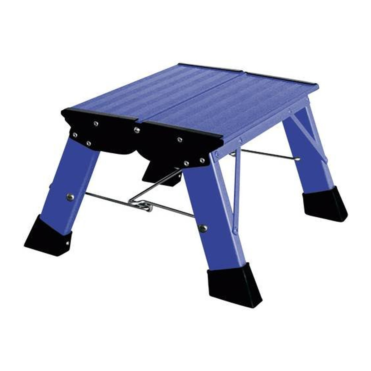 Krause Treppy PlusLine 130341 Aluminium Doppel-Klapptritt in Blau mit einer maximalen Arbeitshöhe von 2,20 m - Bild 1