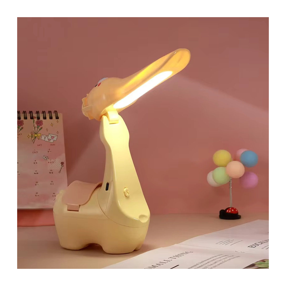 Kreative Alpaka-Stifthalterlampe mit LED und USB-Wiederaufladung als niedliches Nachtlicht und faltbare Mini-Schreibtischleuchte in Gelb oder Grün - Bild 2
