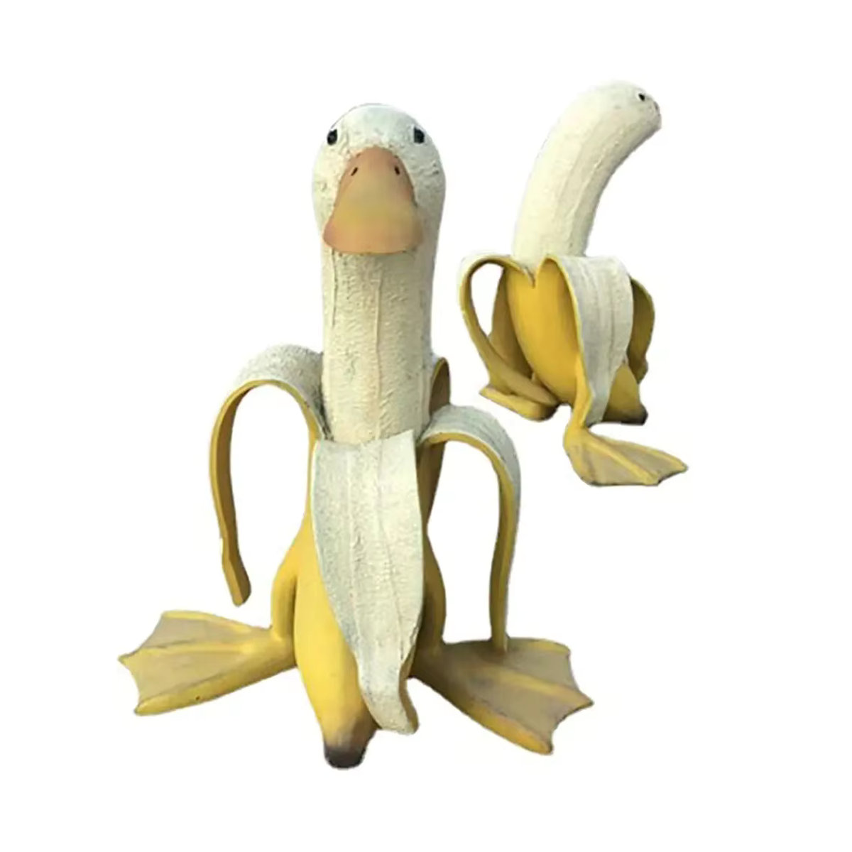 Kreative Bananen-Ente als skurrile Gartendekoration in Gelb - Bild 6