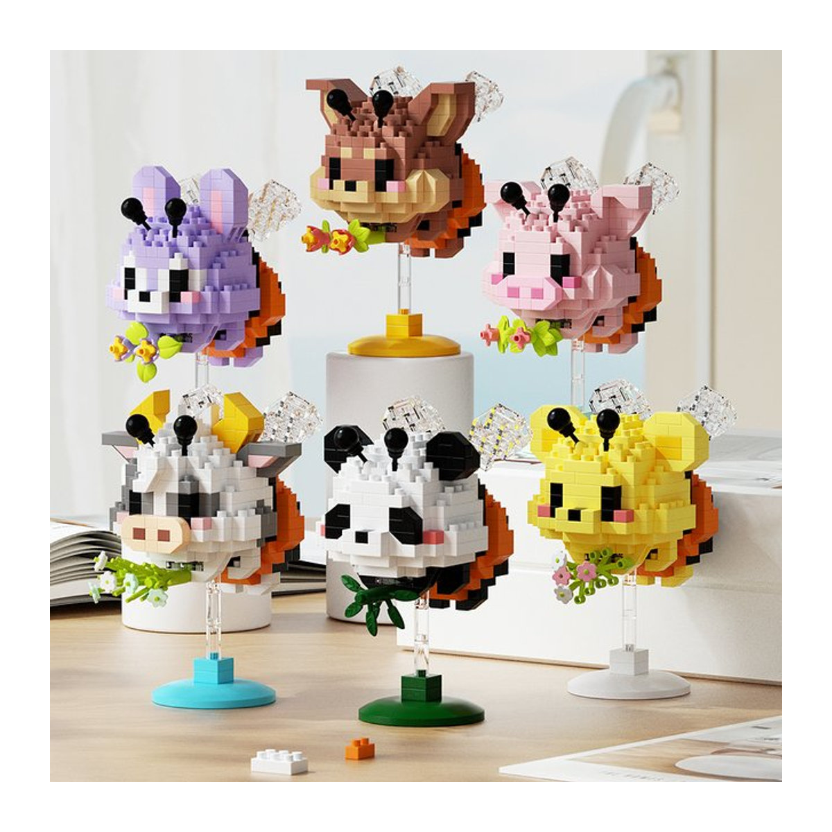 Kreative DIY-Tierbausteine als dekorative Mini-Tiere in verschiedenen Farben aus Kunststoff für dein Büro oder dein Zuhause - Bild 1