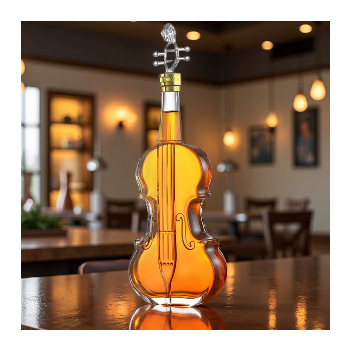 Kreative Glasflasche in Violine-Form für Whisky und Wein, transparente Dekoration für Bar und Wohnbereich - Bild 1