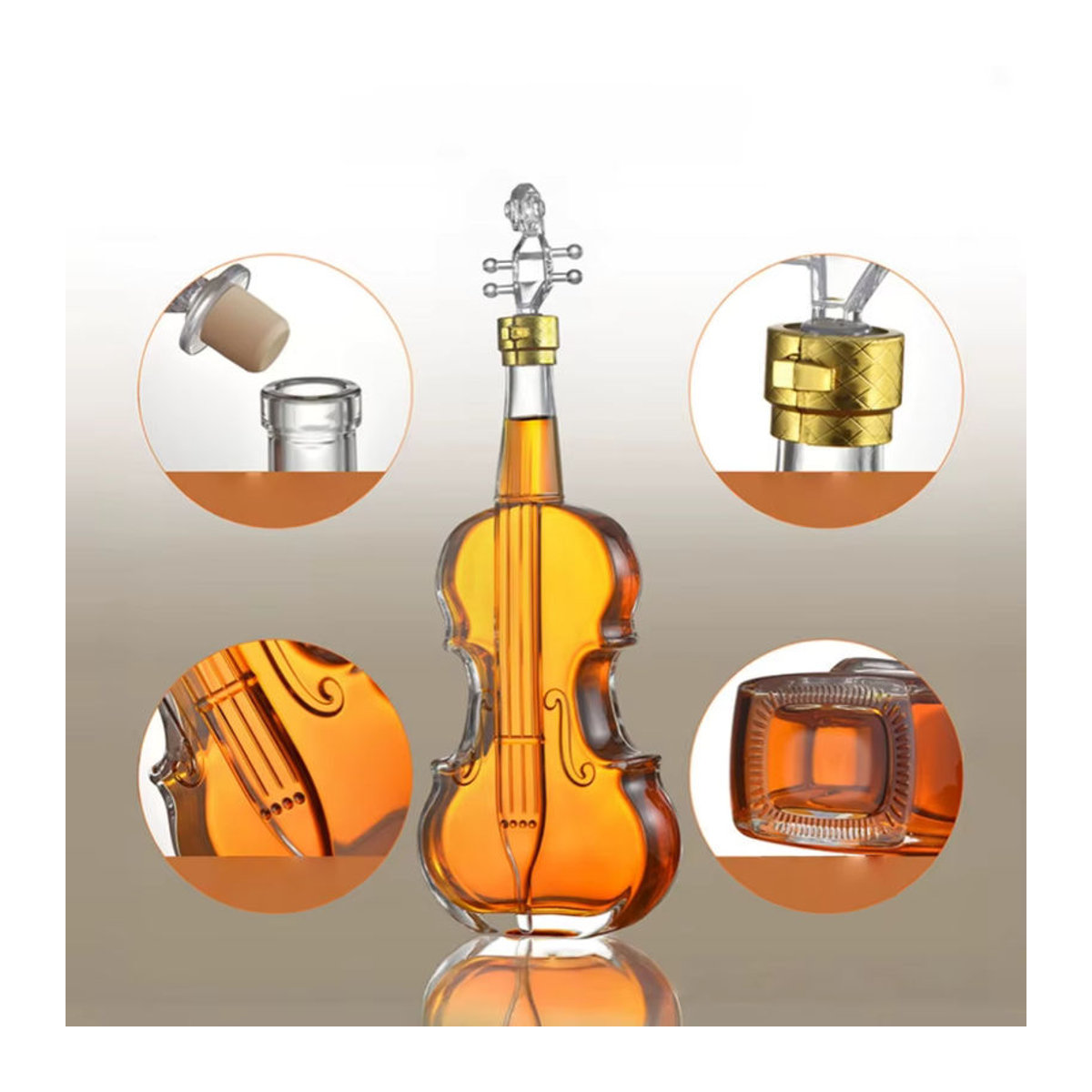 Kreative Glasflasche in Violine-Form für Whisky und Wein, transparente Dekoration für Bar und Wohnbereich - Bild 2