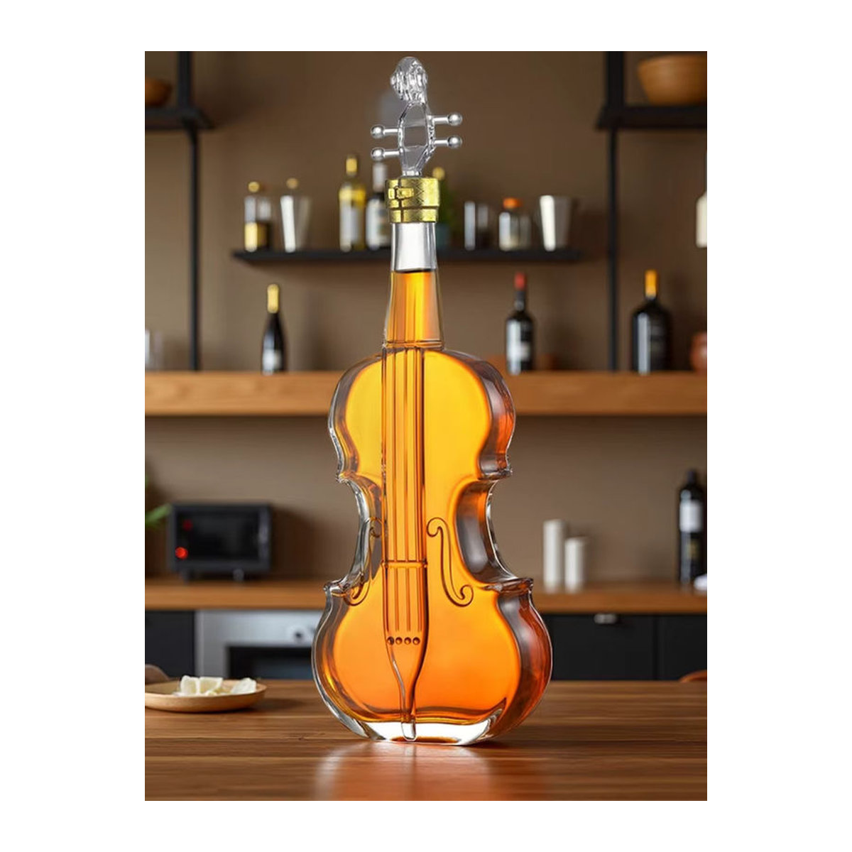 Kreative Glasflasche in Violine-Form für Whisky und Wein, transparente Dekoration für Bar und Wohnbereich - Bild 4