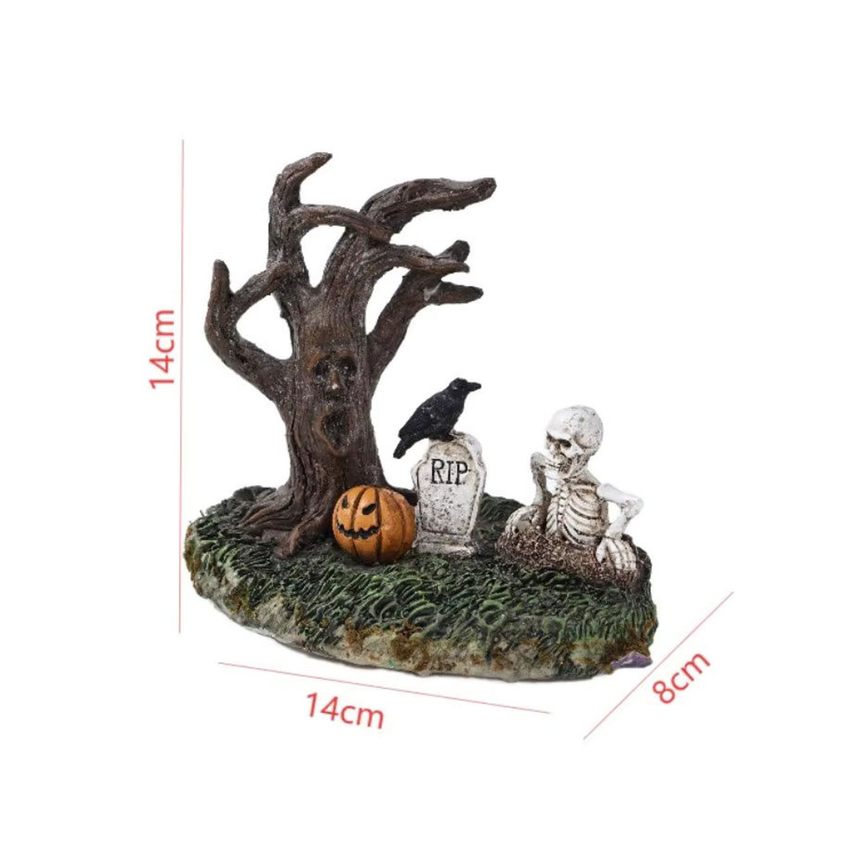 Kreative Halloween Dekoration aus Kunstharz als Landschafts-Ornament mit Geist und welkem Baum für deinen Desktop in Mehrfarbig - Bild 5