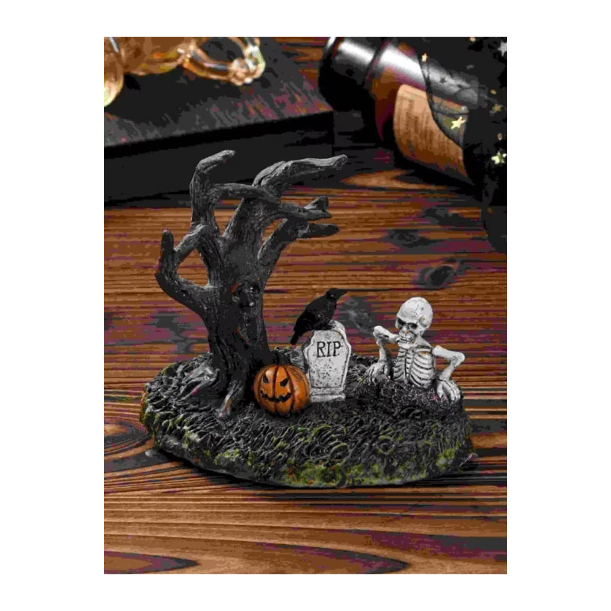 Kreative Halloween Dekoration aus Kunstharz als Landschafts-Ornament mit Geist und welkem Baum für deinen Desktop in Mehrfarbig - Bild 6