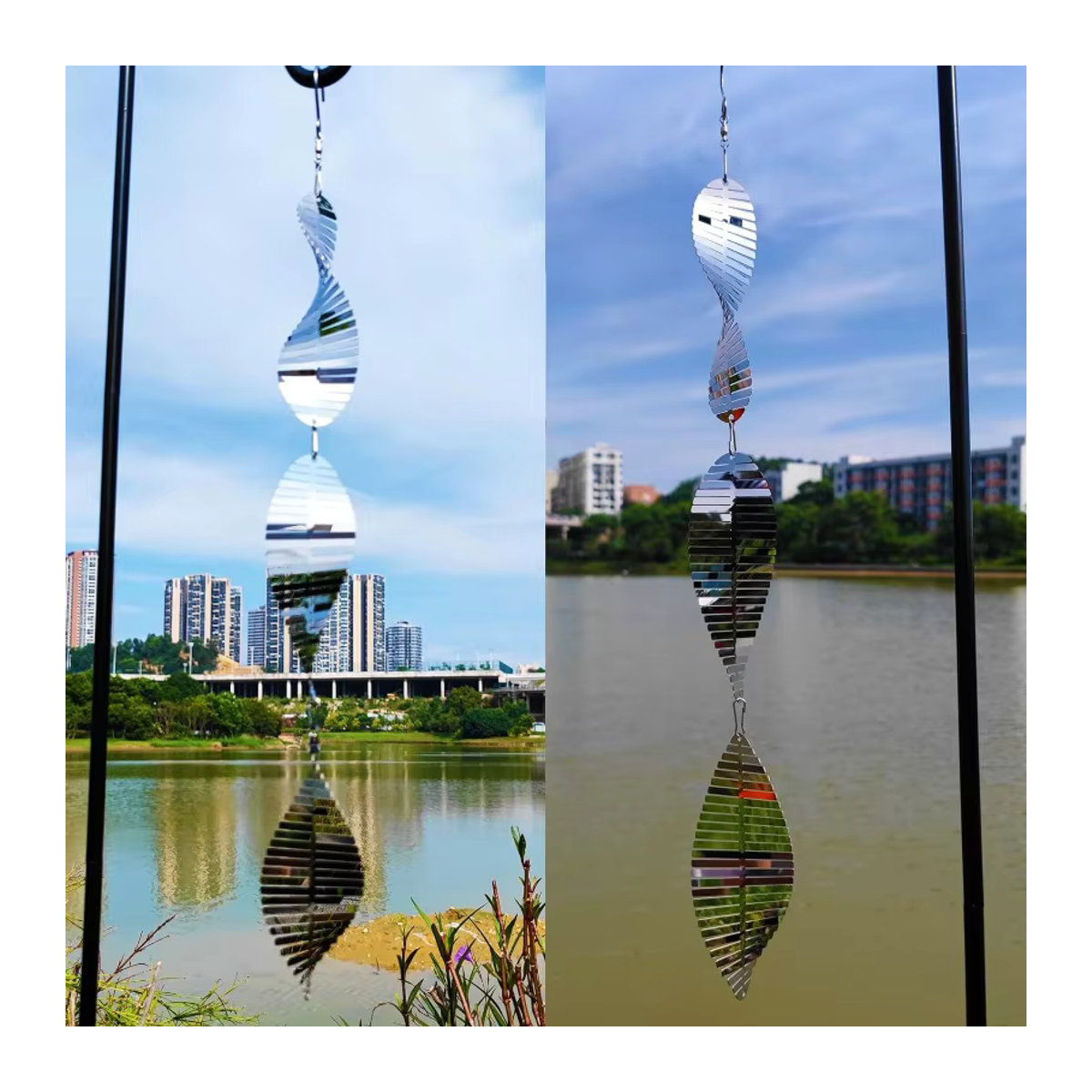 Kreative Home Metall Windspiel Vogel Reflektor Silber für die Garten Dekoration - Bild 3