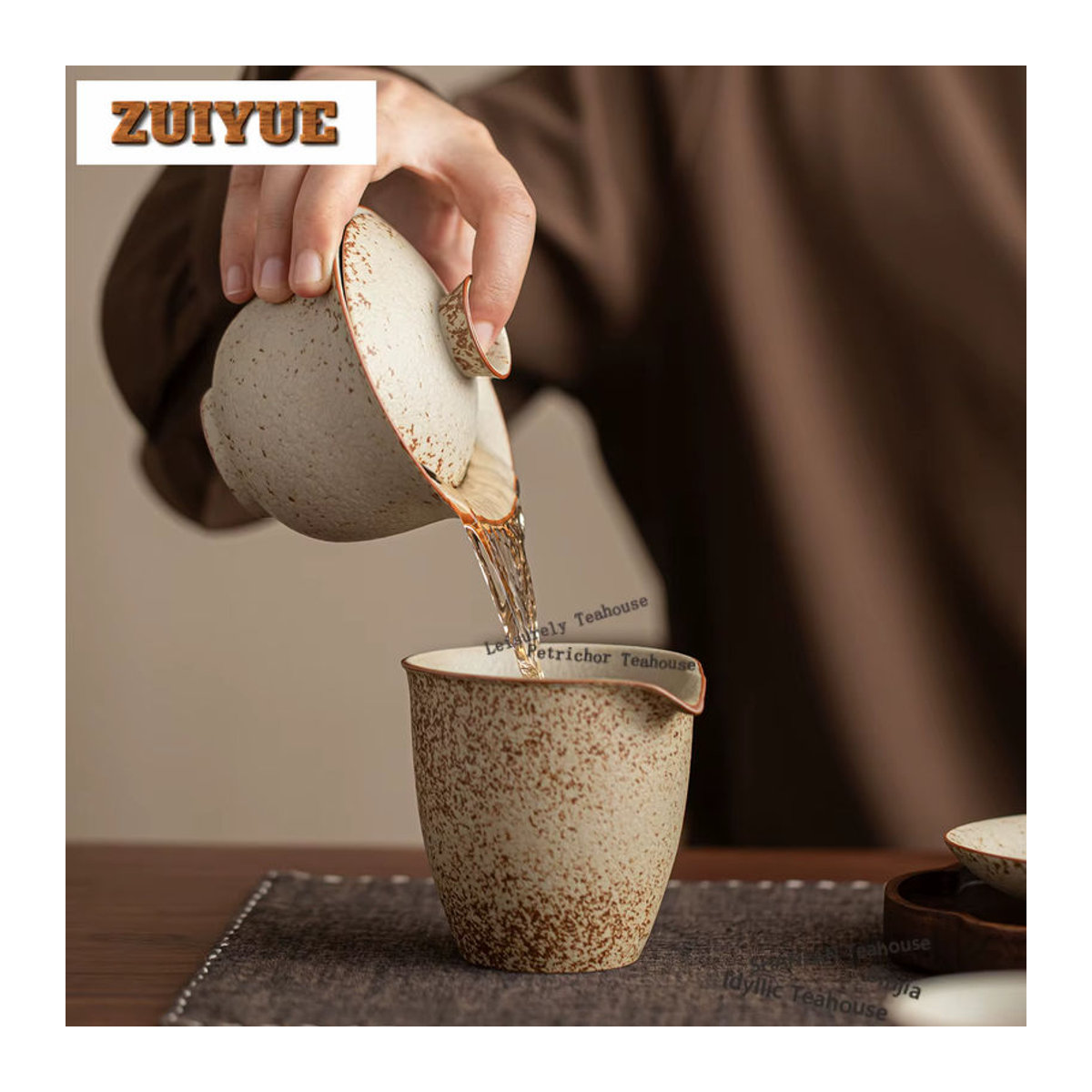 Kreative Keramik Gaiwan Tee-Schüssel mit Deckel Drei Talente Schweben in Beige, 200 ml - Bild 2