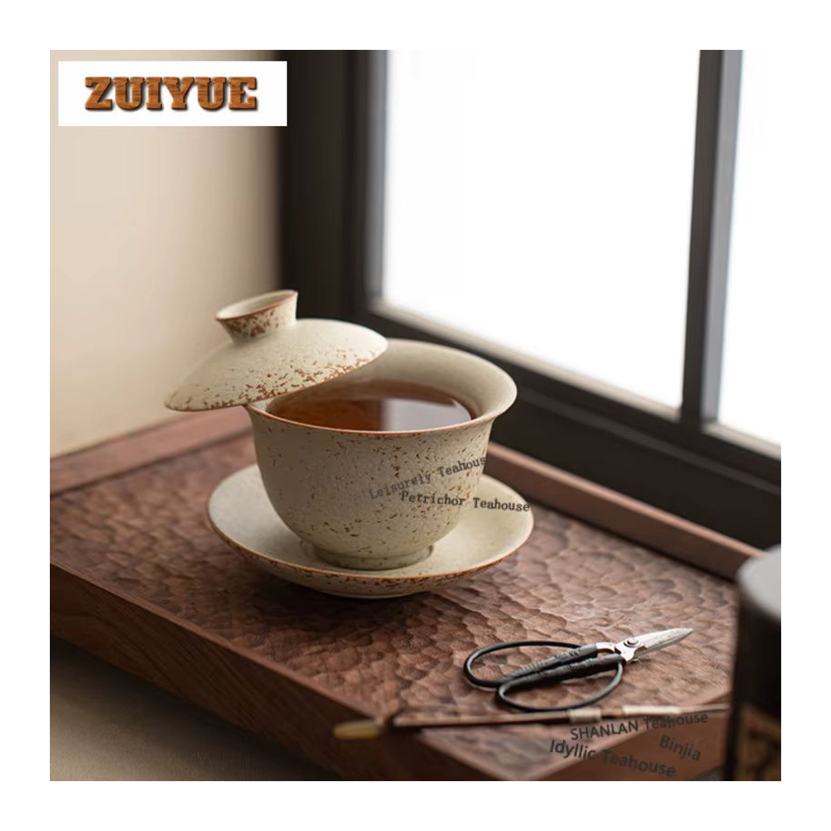 Kreative Keramik Gaiwan Tee-Schüssel mit Deckel Drei Talente Schweben in Beige, 200 ml - Bild 5